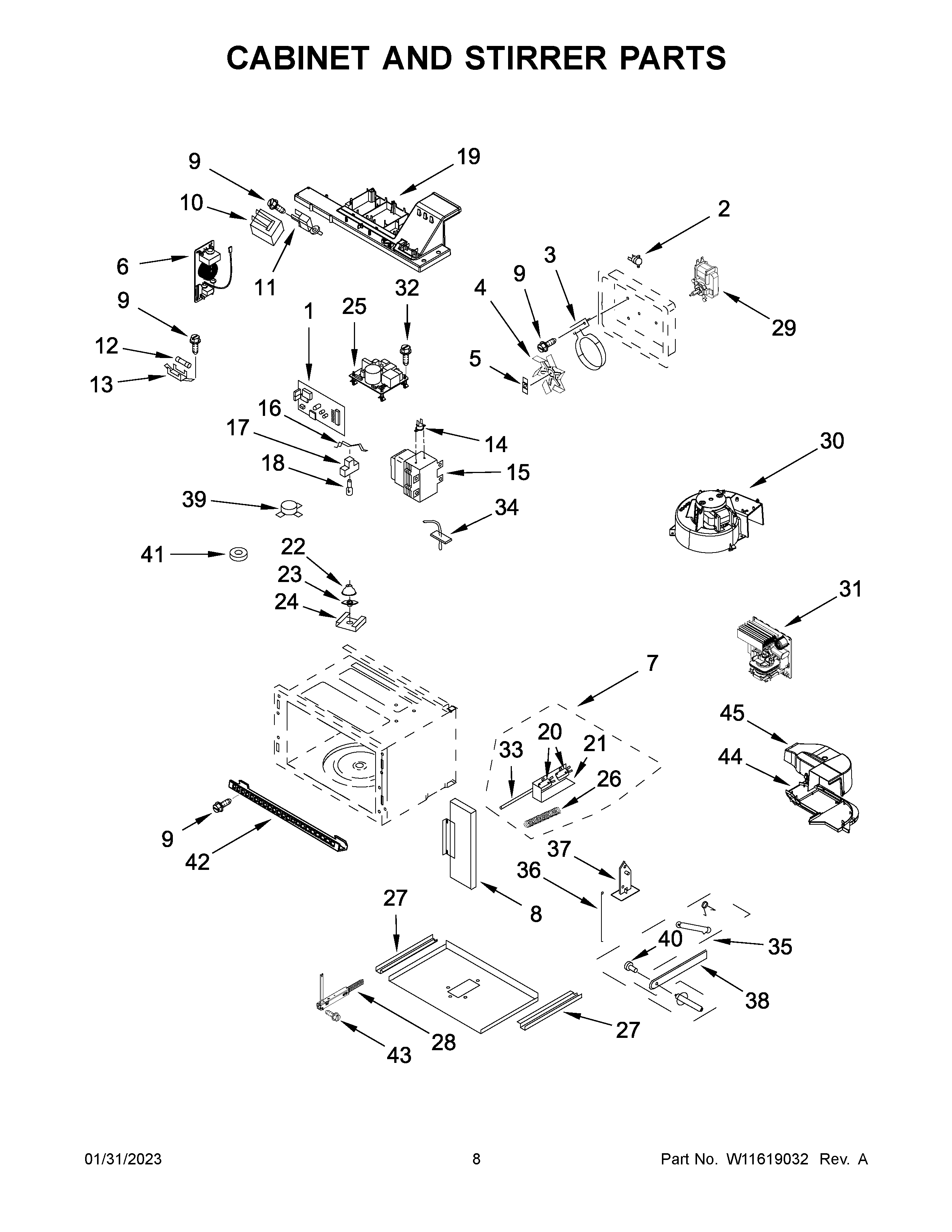 KitchenAid KMBP107ESS20 cabinet and stirrer parts diagram