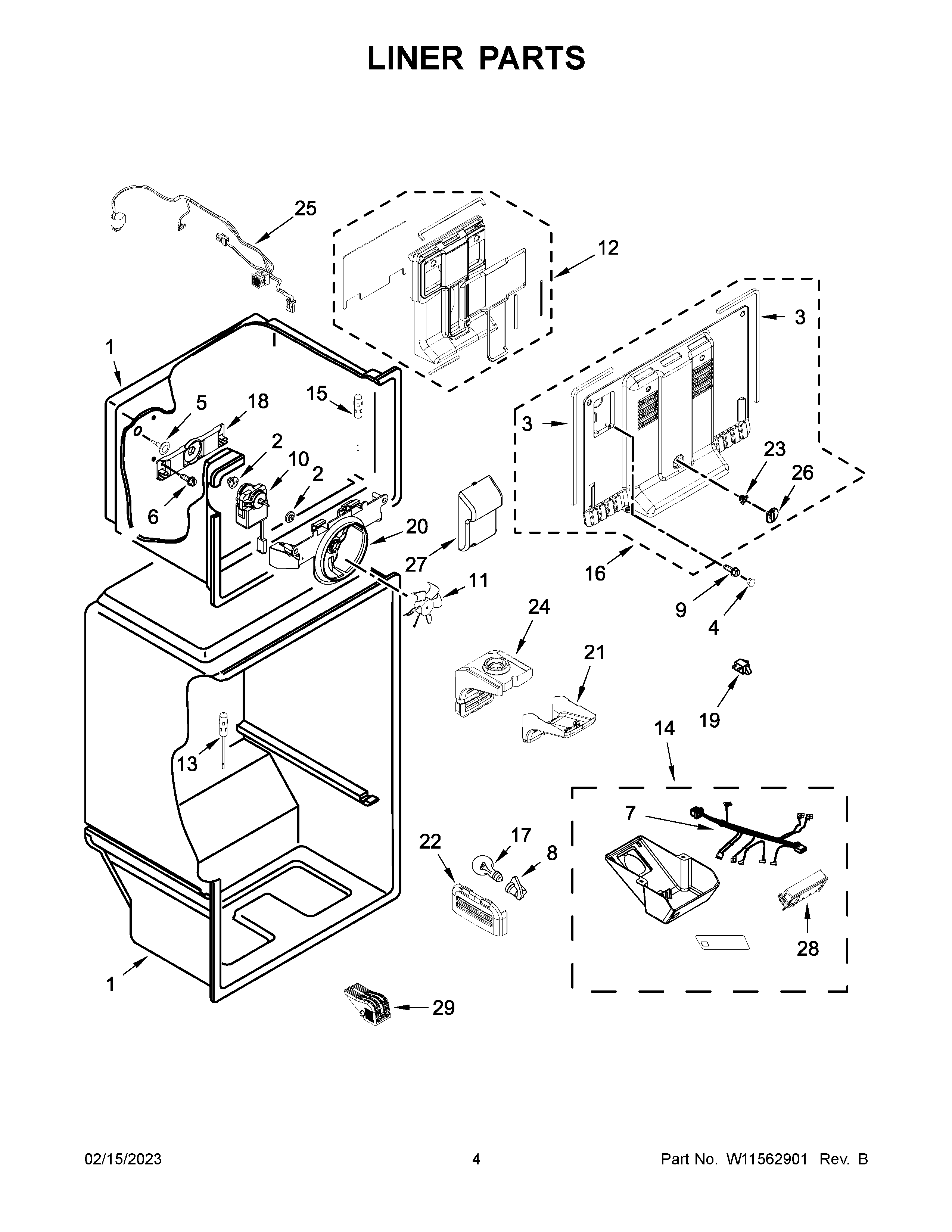 Whirlpool WRT318FZDW07 liner parts diagram