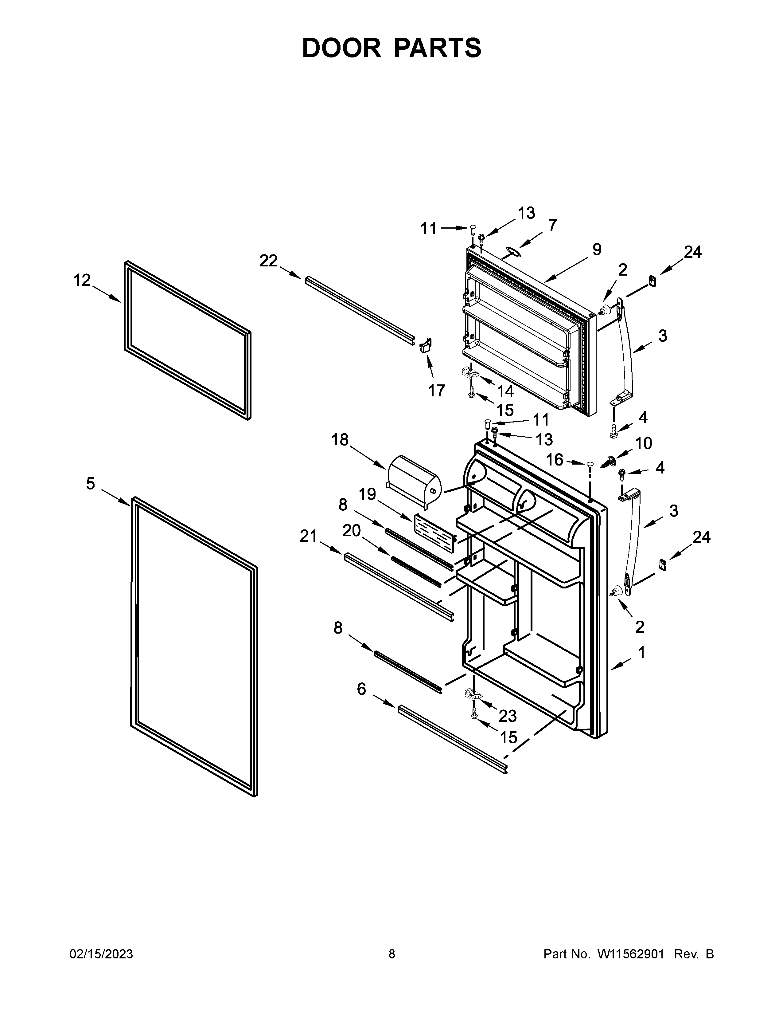 Whirlpool WRT318FZDW07 door parts diagram
