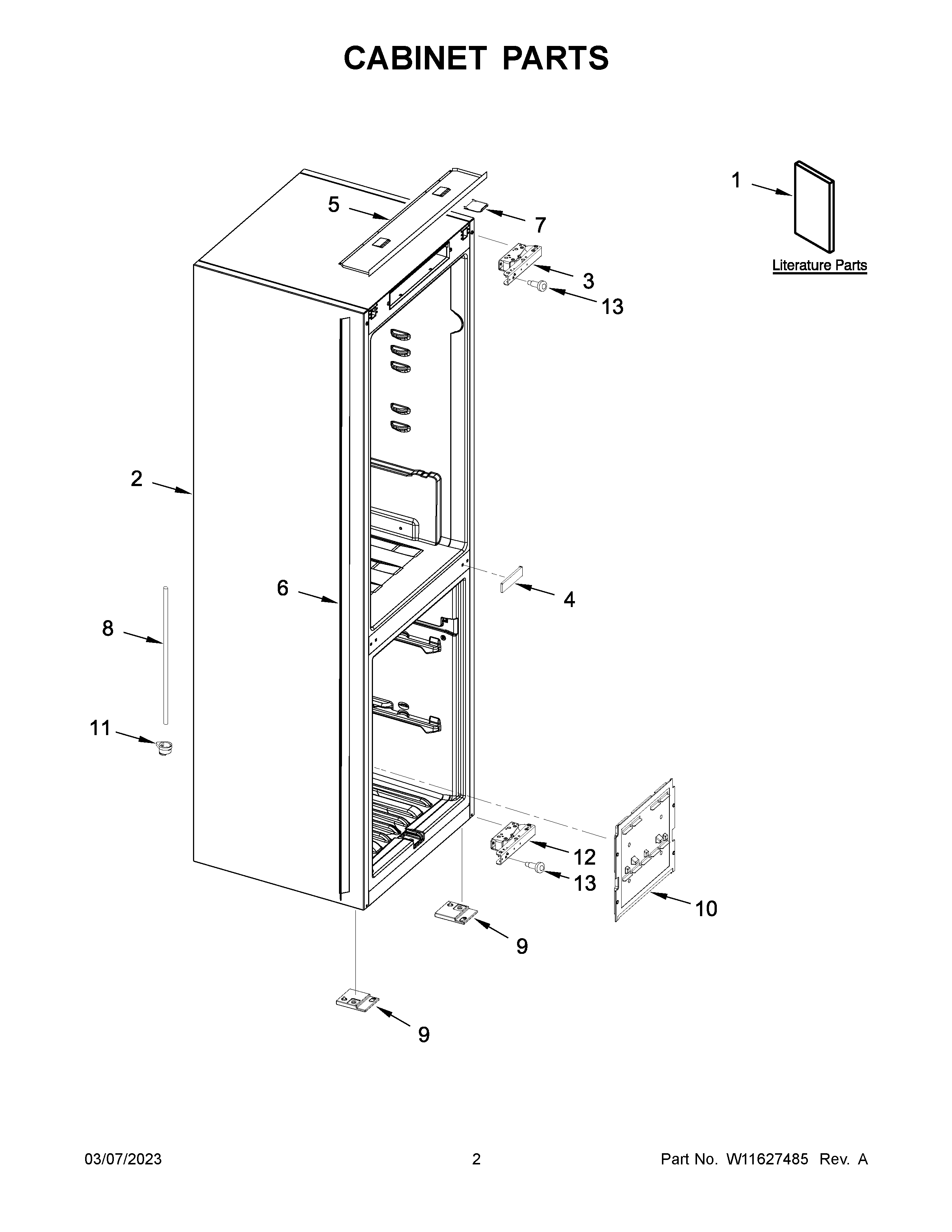 KitchenAid KBBX104EPA03 cabinet parts diagram