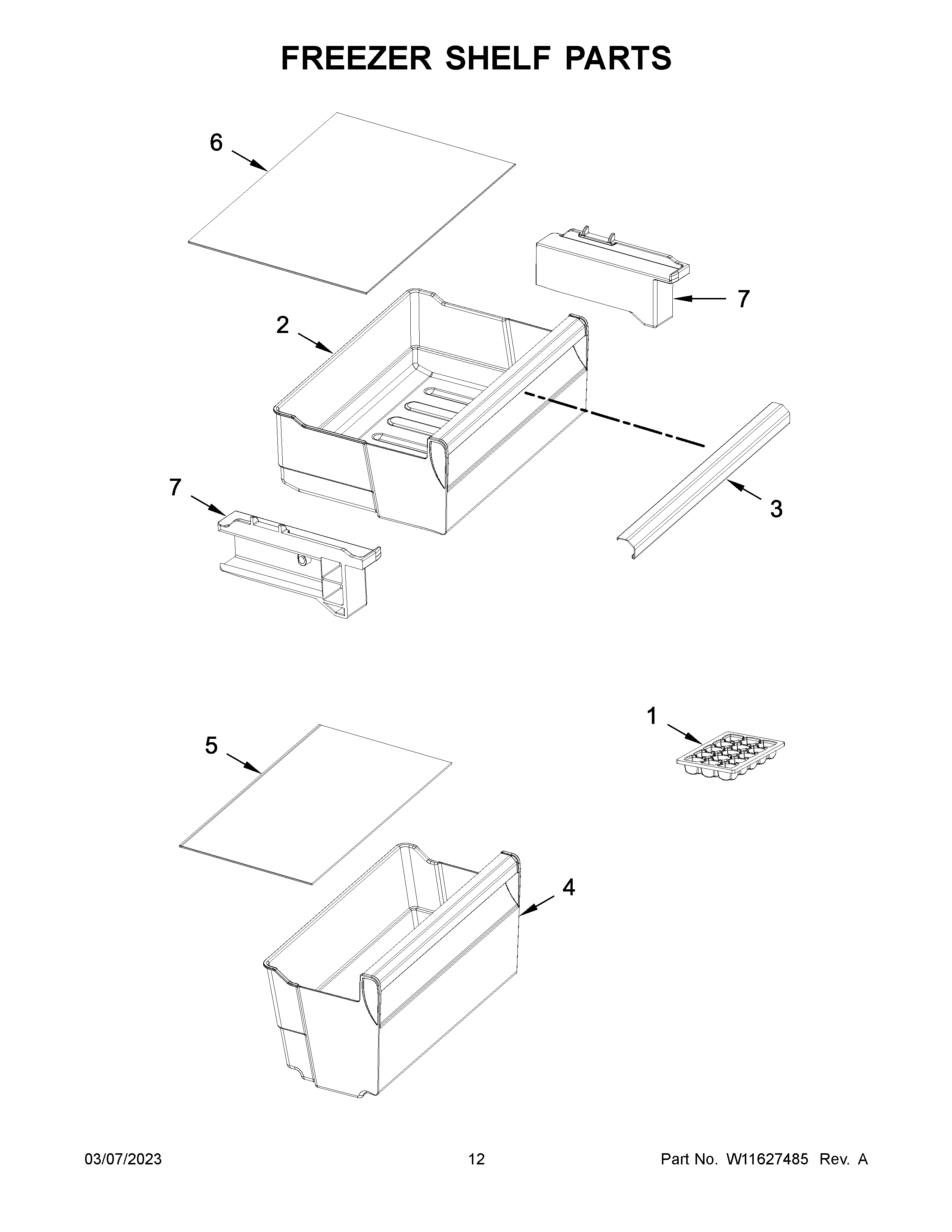 KitchenAid KBBX104EPA03 freezer shelf parts diagram