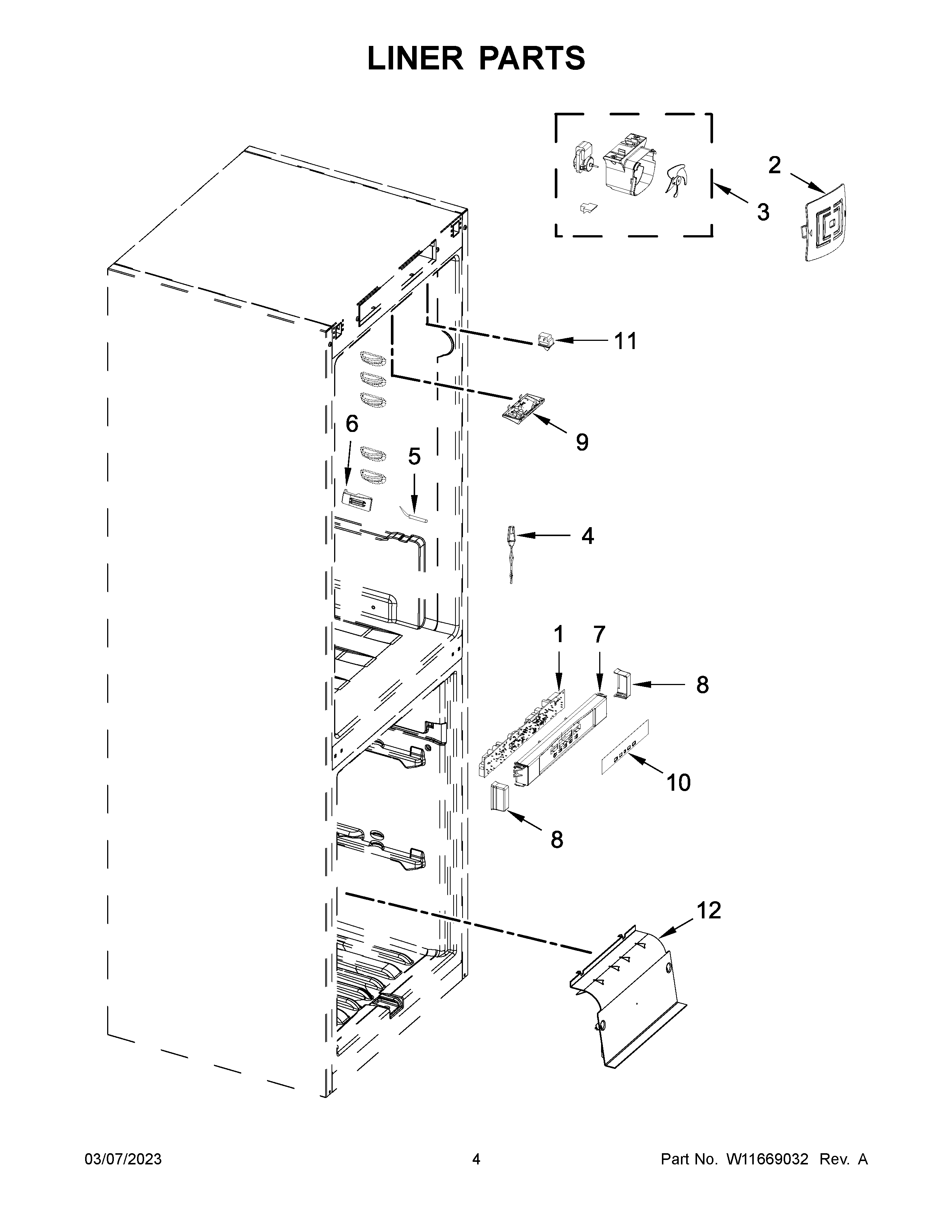 KitchenAid KBBX104EPA04 liner parts diagram
