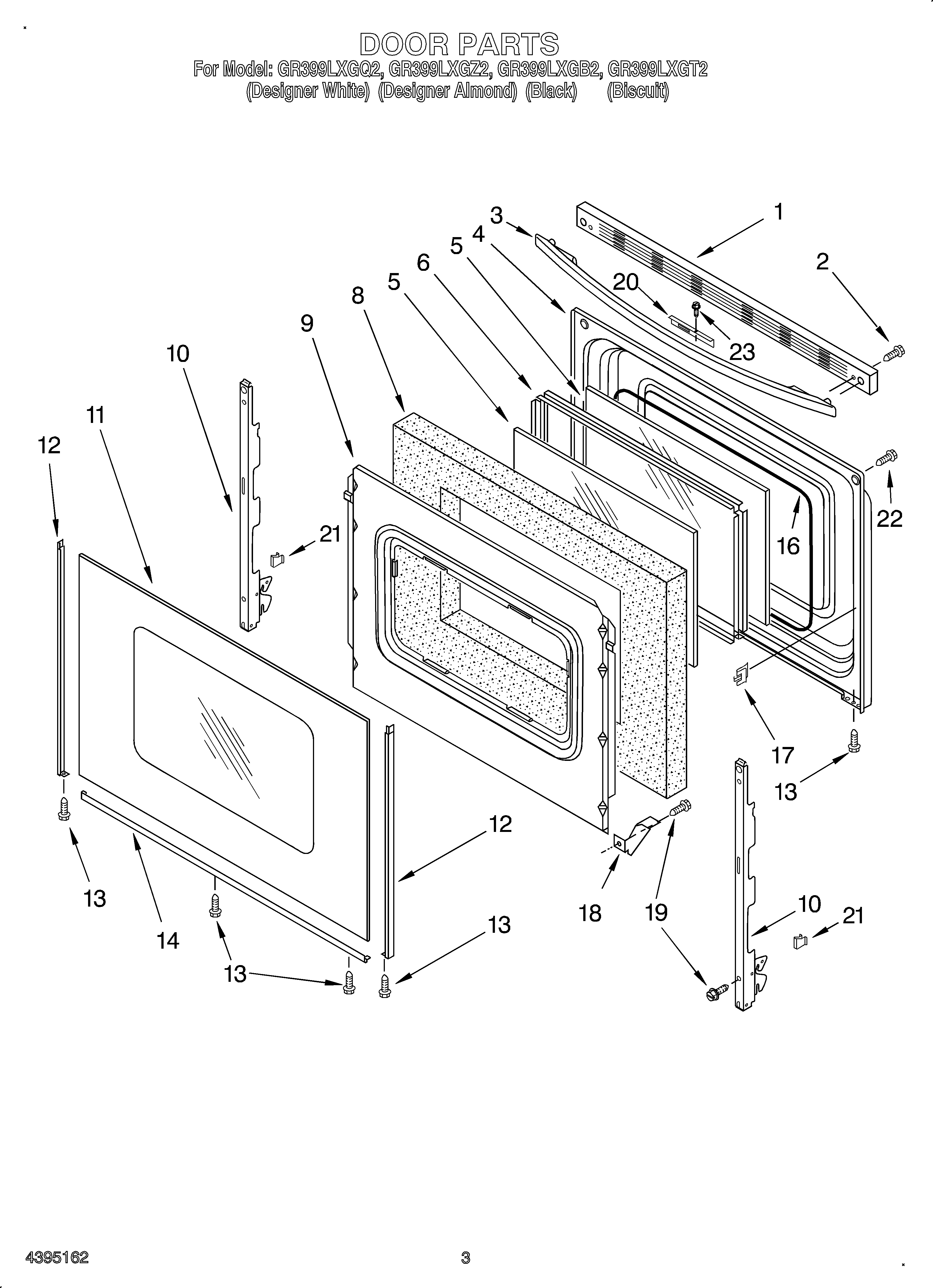 Whirlpool OEMGR399LXGT2 door diagram