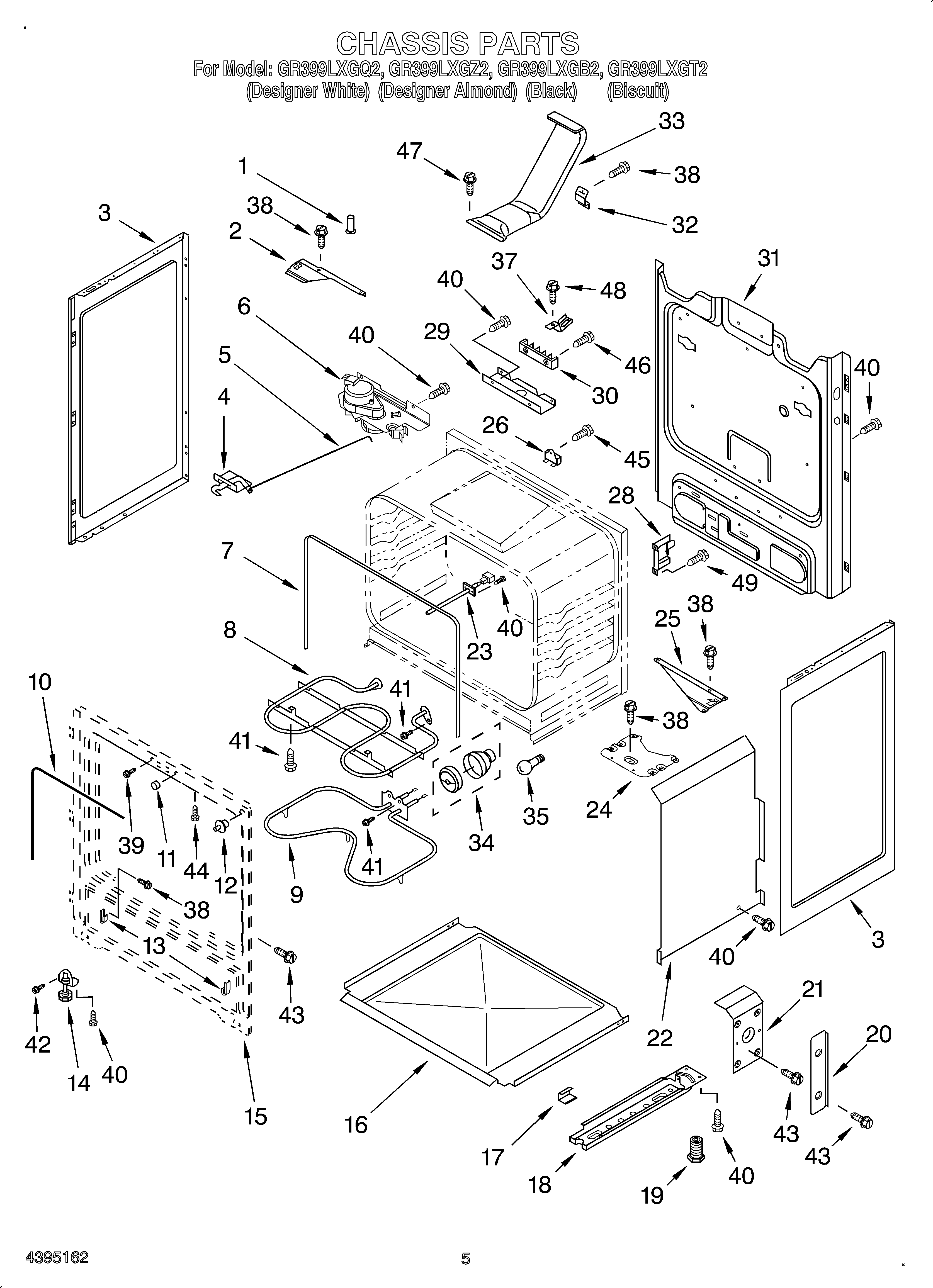 Whirlpool OEMGR399LXGT2 chassis diagram