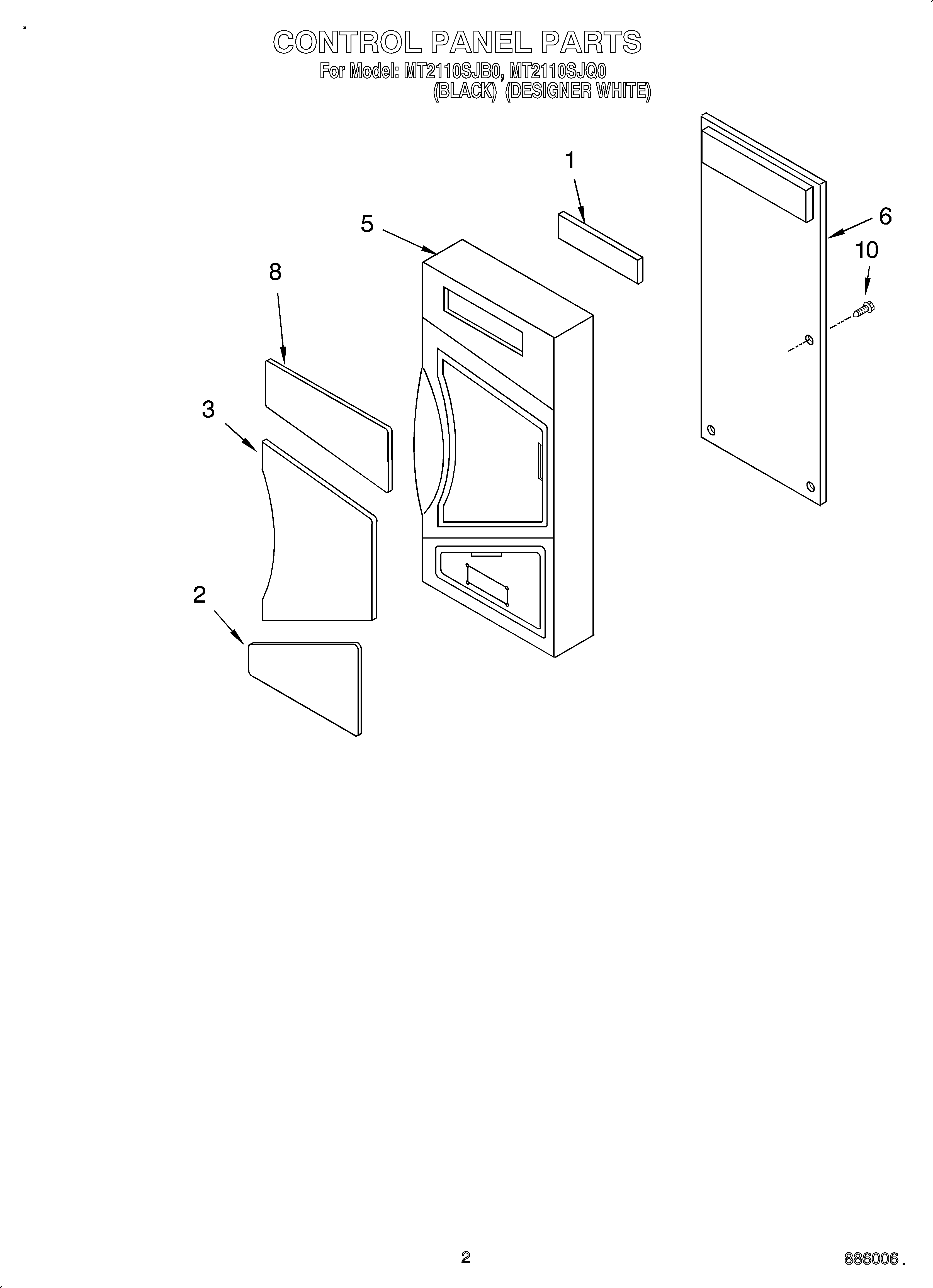 Whirlpool OEMMT2110SJQ0 control panel diagram