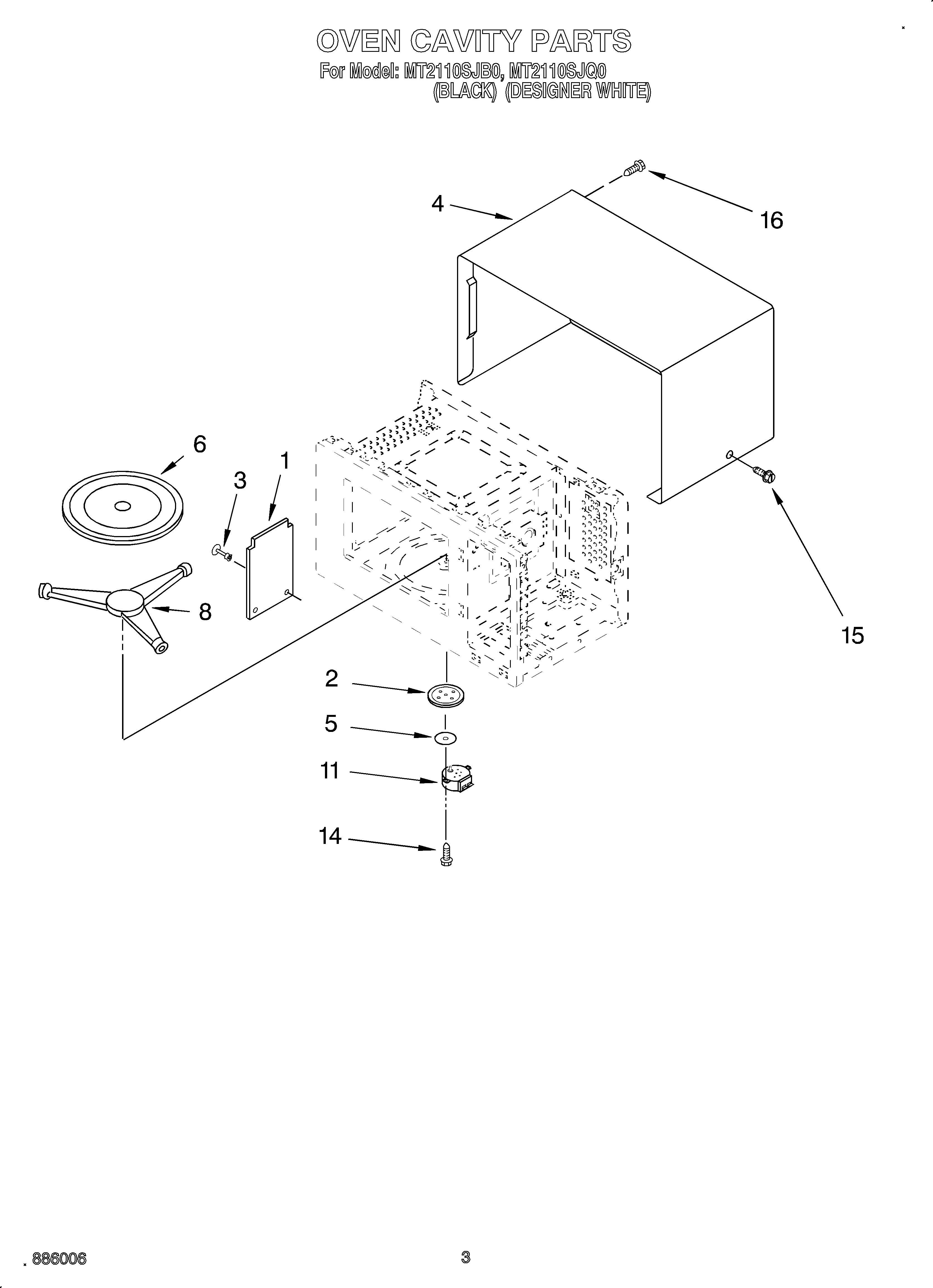 Whirlpool OEMMT2110SJQ0 oven cavity diagram