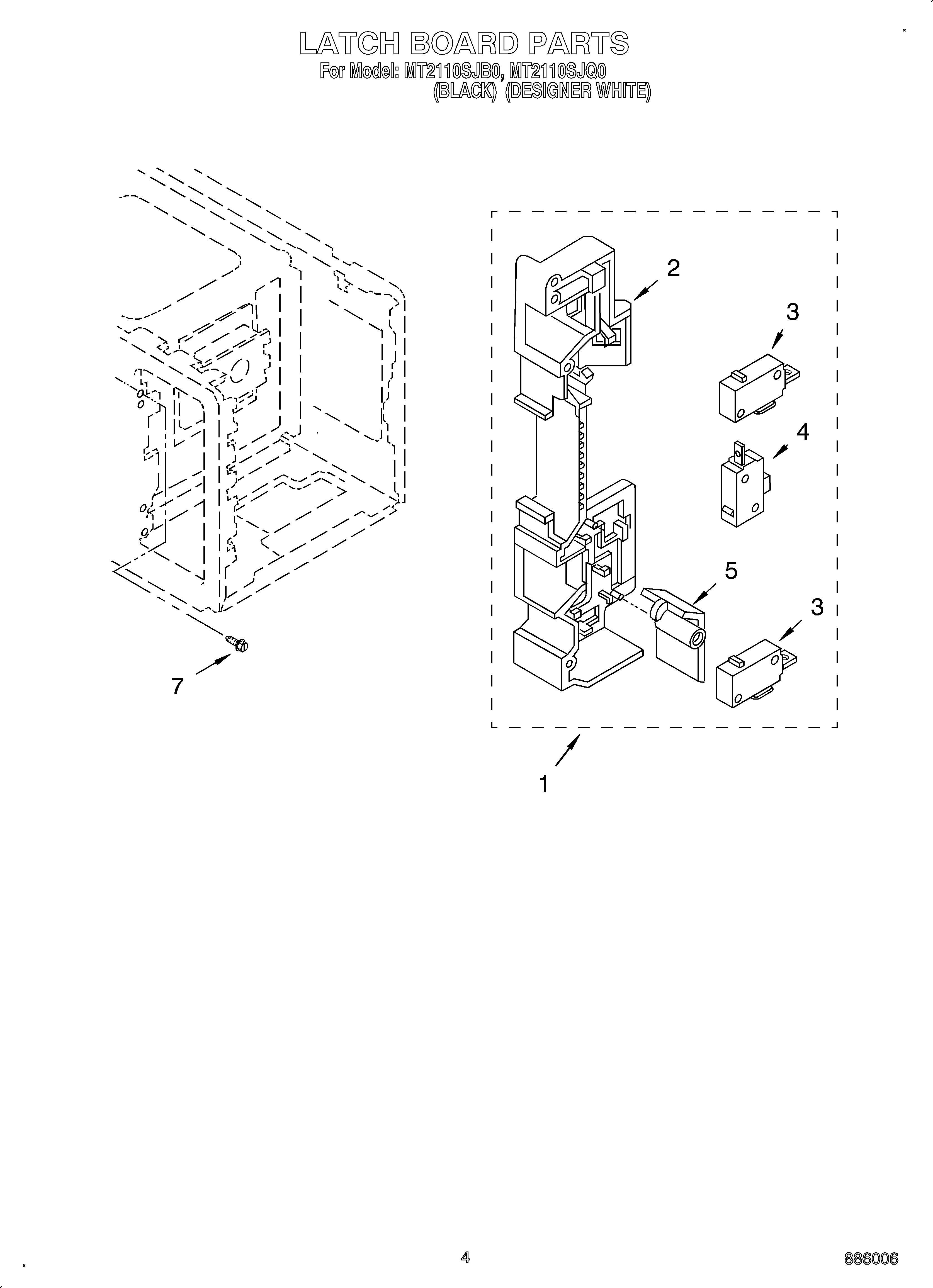 Whirlpool OEMMT2110SJQ0 latch board diagram
