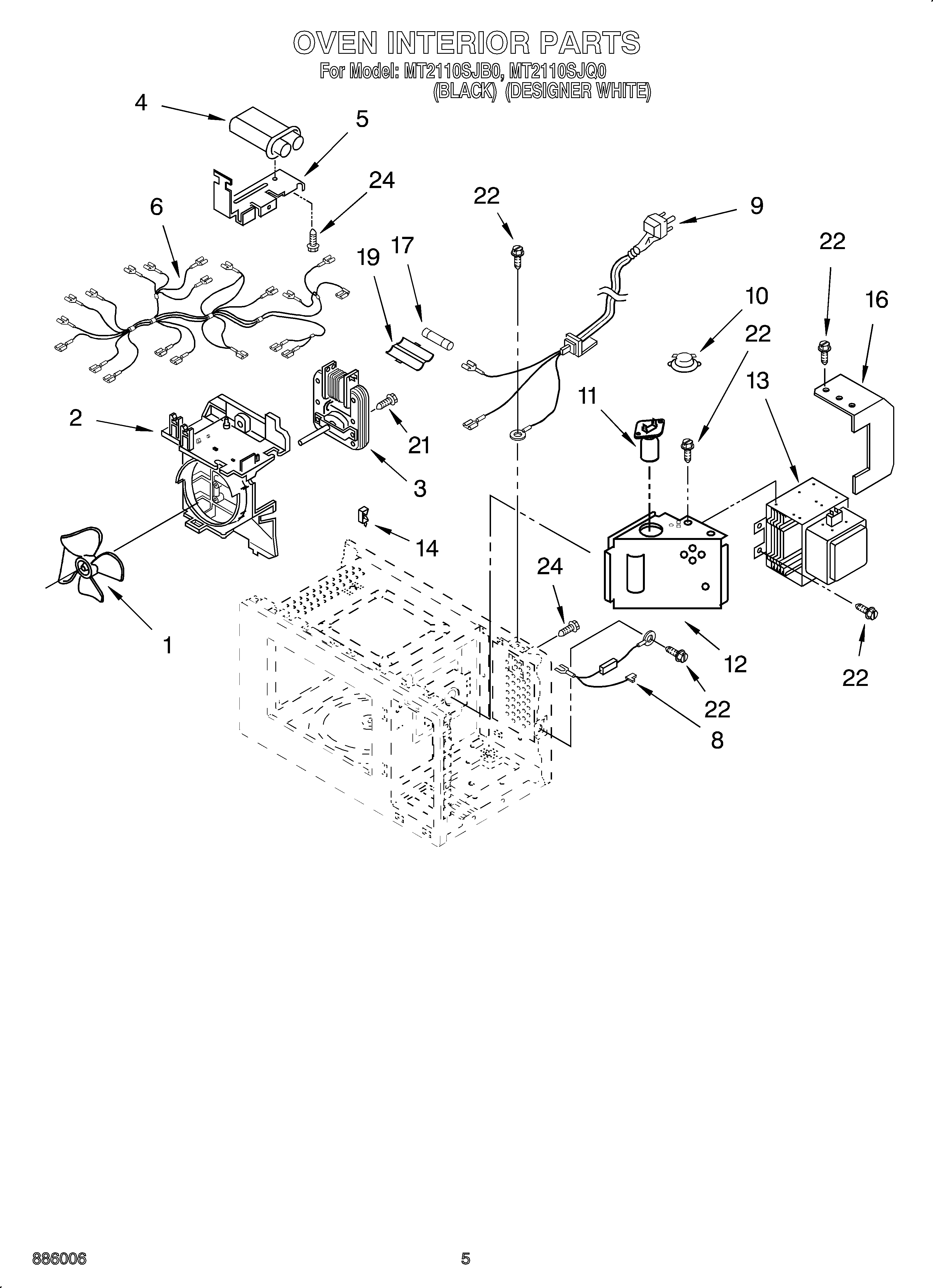 Whirlpool OEMMT2110SJQ0 oven interior diagram