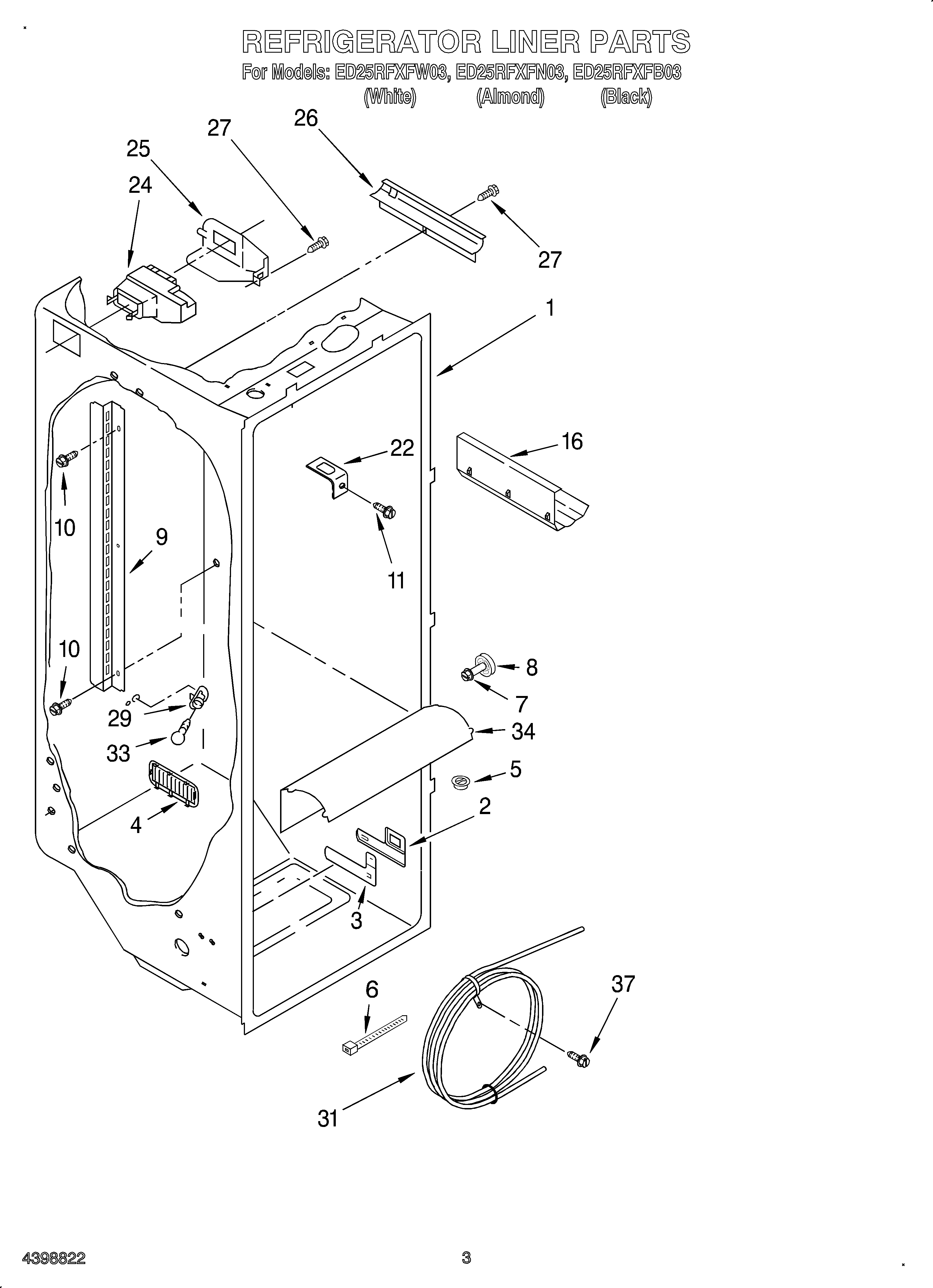 Whirlpool OEMED25RFXFN03 refrigerator liner diagram