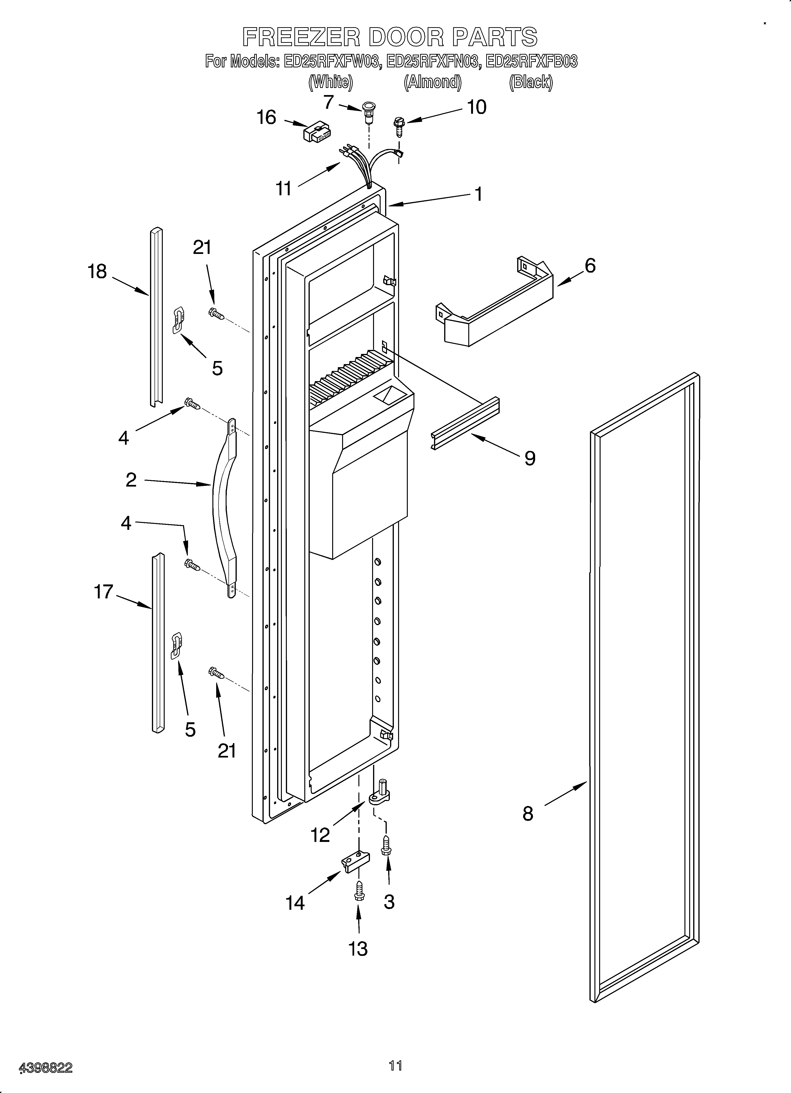 Whirlpool OEMED25RFXFN03 freezer door diagram
