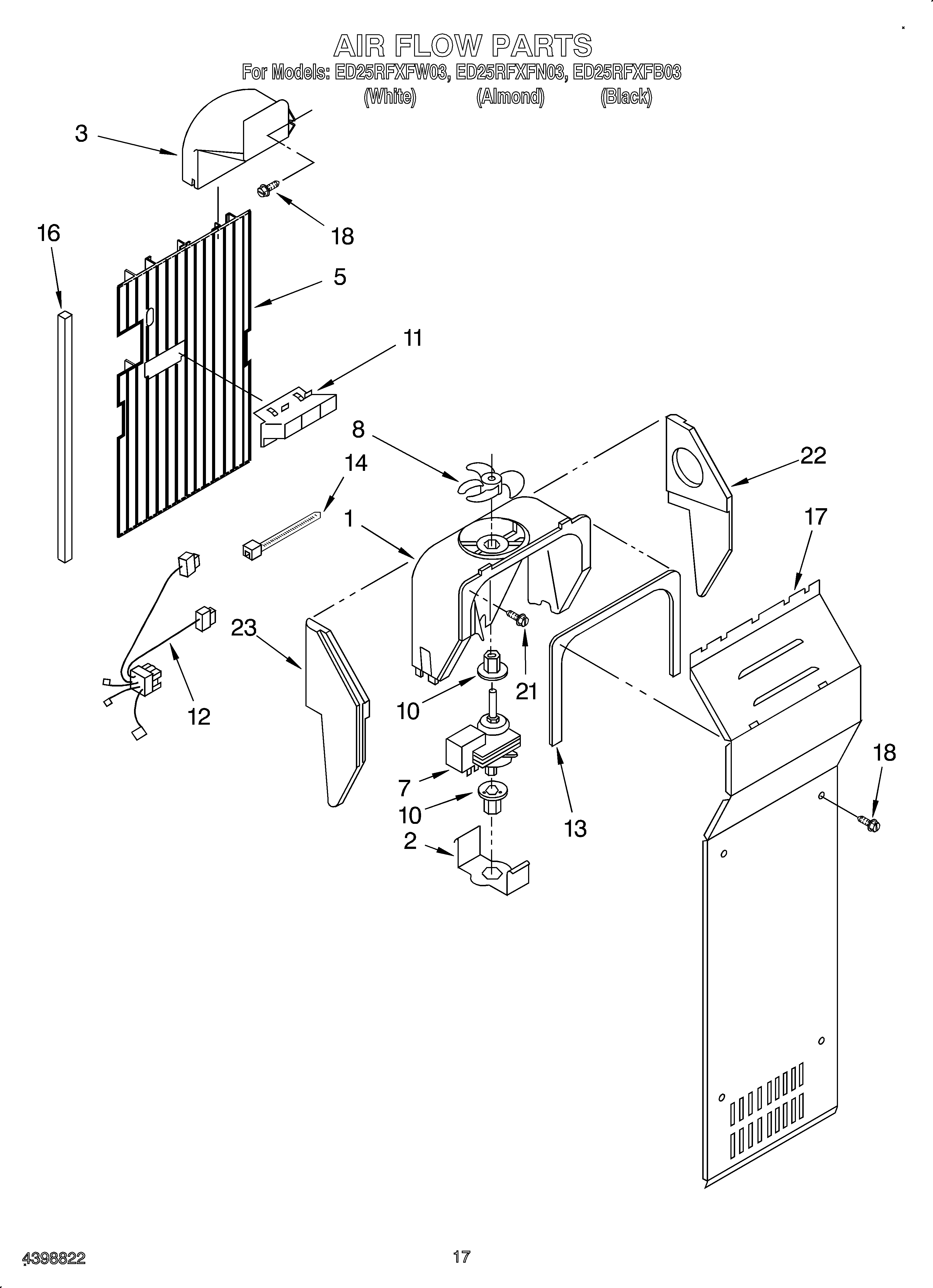 Whirlpool OEMED25RFXFN03 air flow diagram
