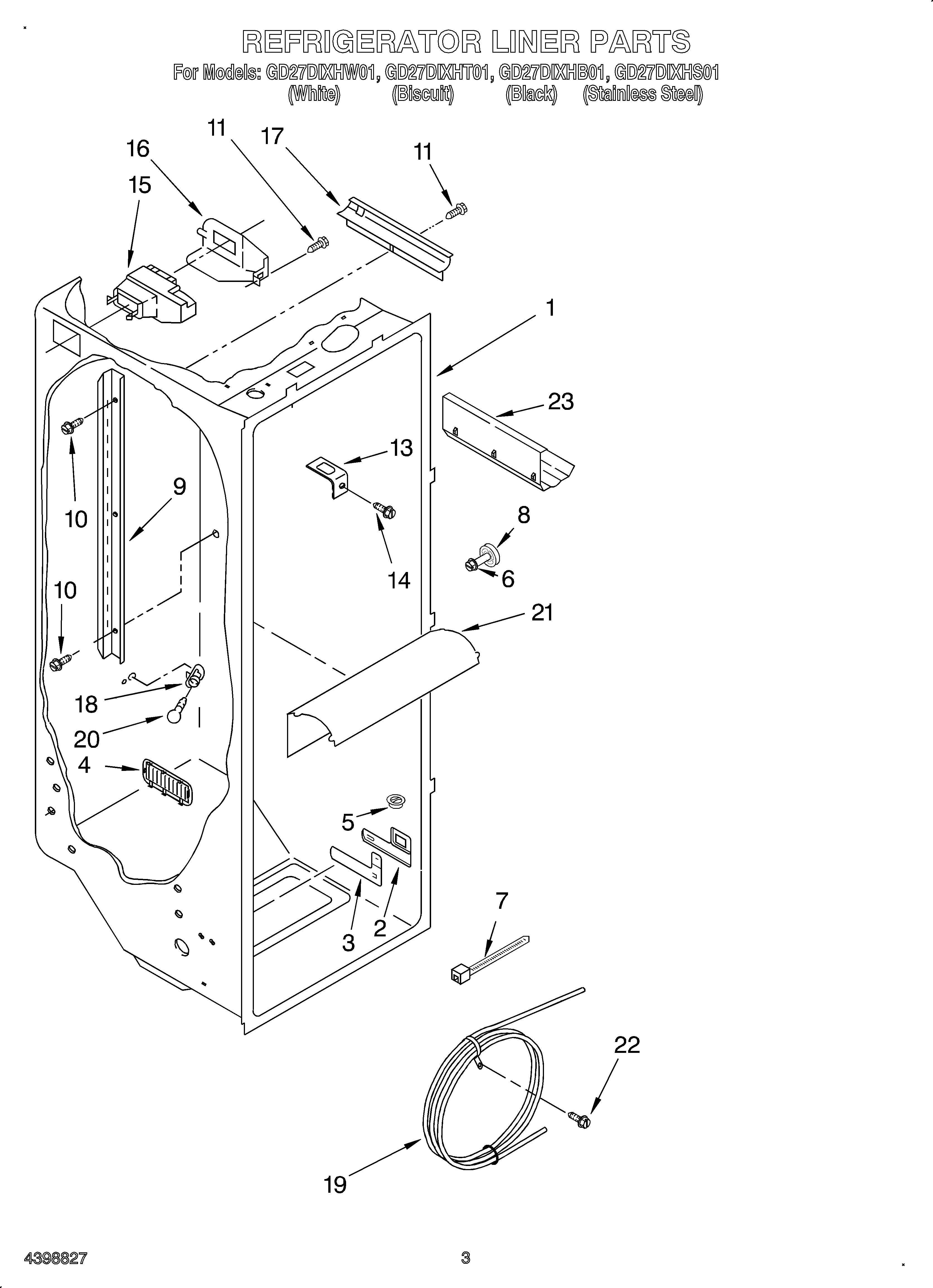 Whirlpool OEM2-GD27DIXHS01 refrigerator liner diagram