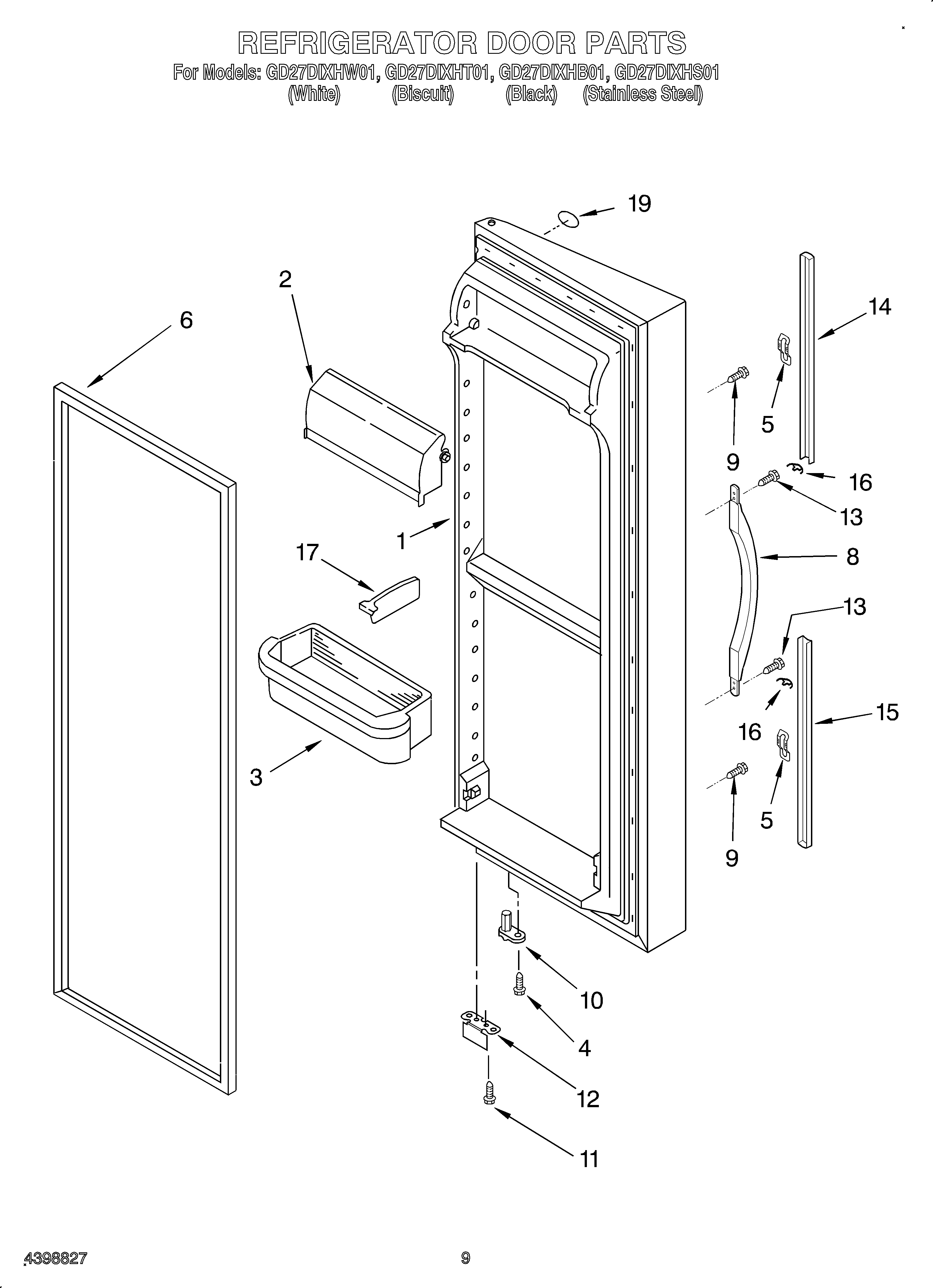 Whirlpool OEM4-GD27DIXHB01 refrigerator door diagram