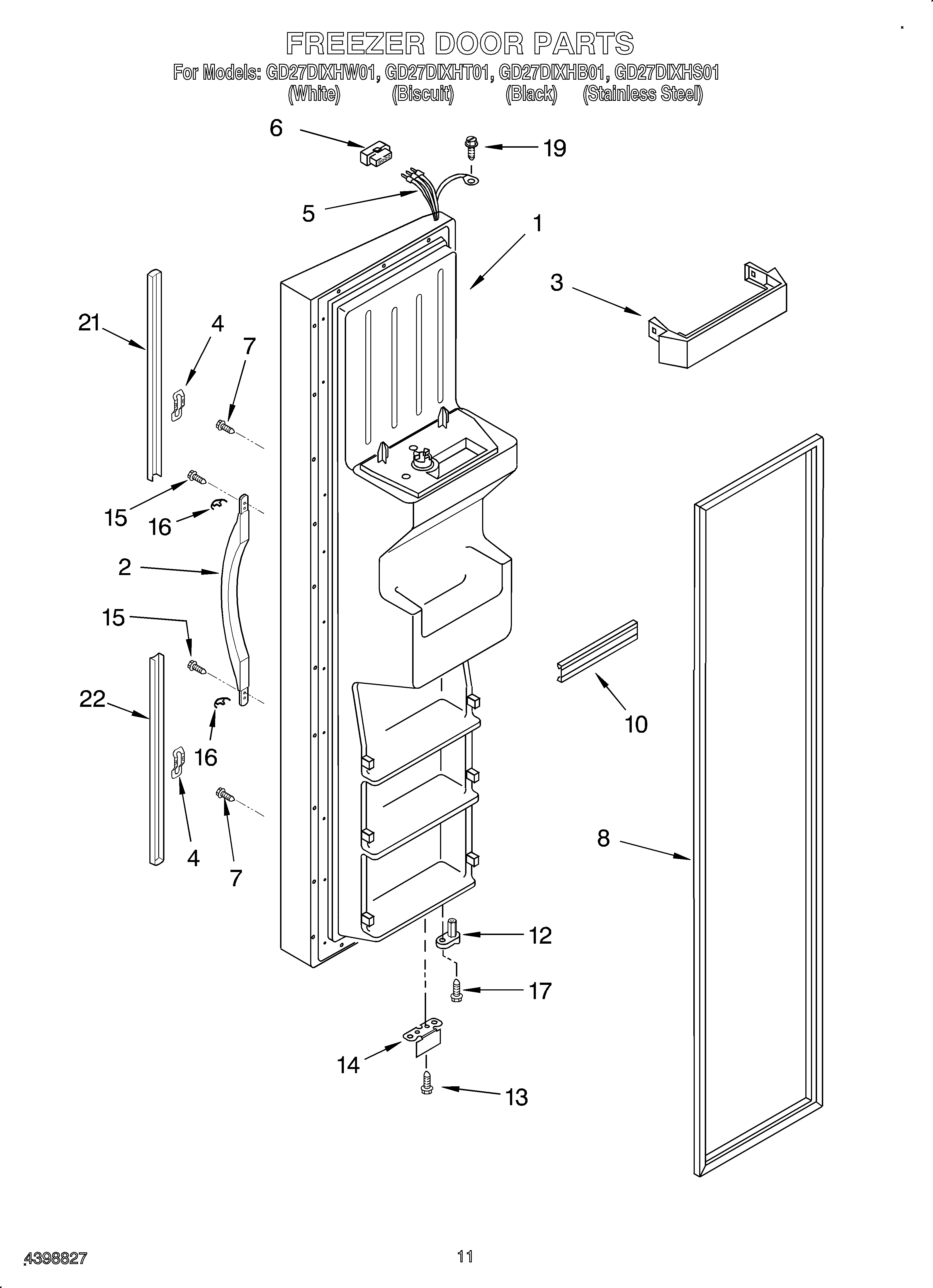 Whirlpool OEM4-GD27DIXHB01 freezer door diagram