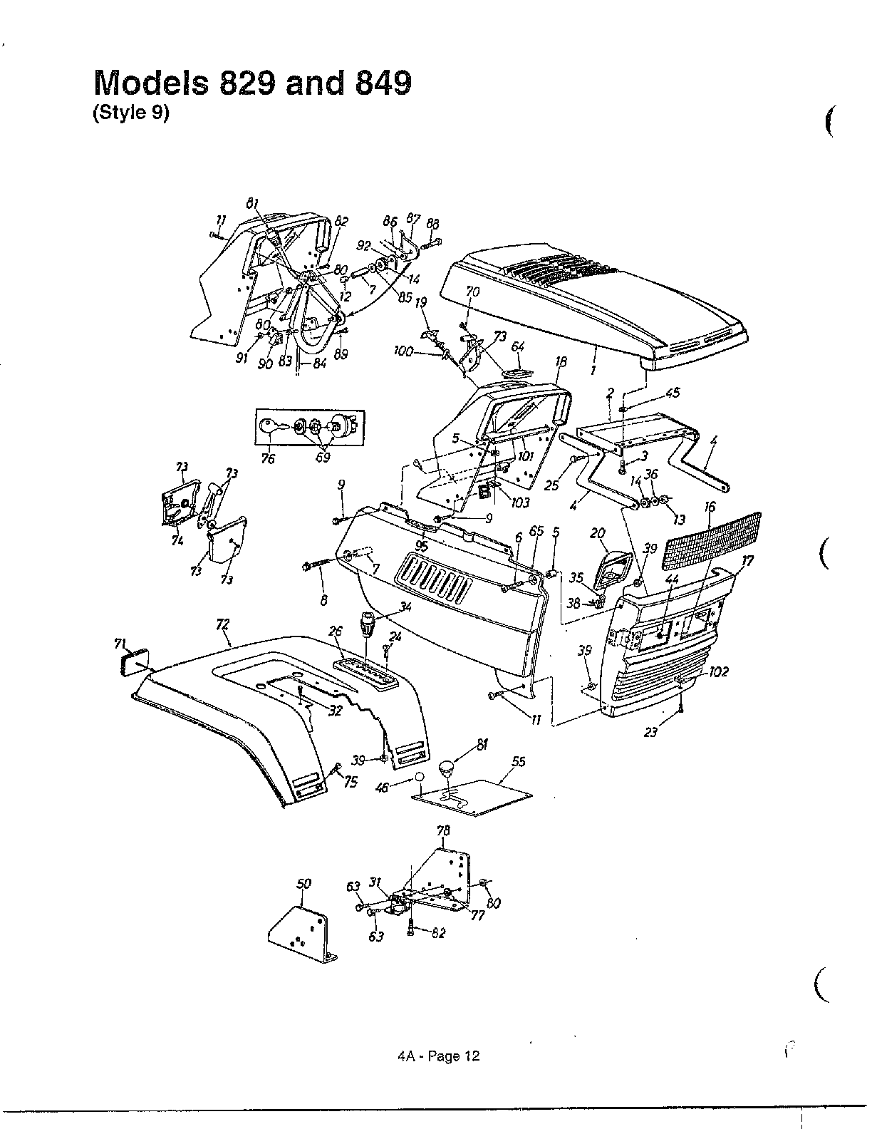 MTD 840 THRU 849 garden tractor/style 9 diagram