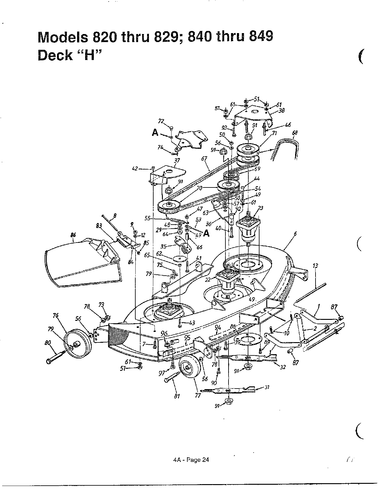 MTD 840 THRU 849 deck h diagram