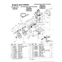MTD 315E640F000 engine and v-belts diagram