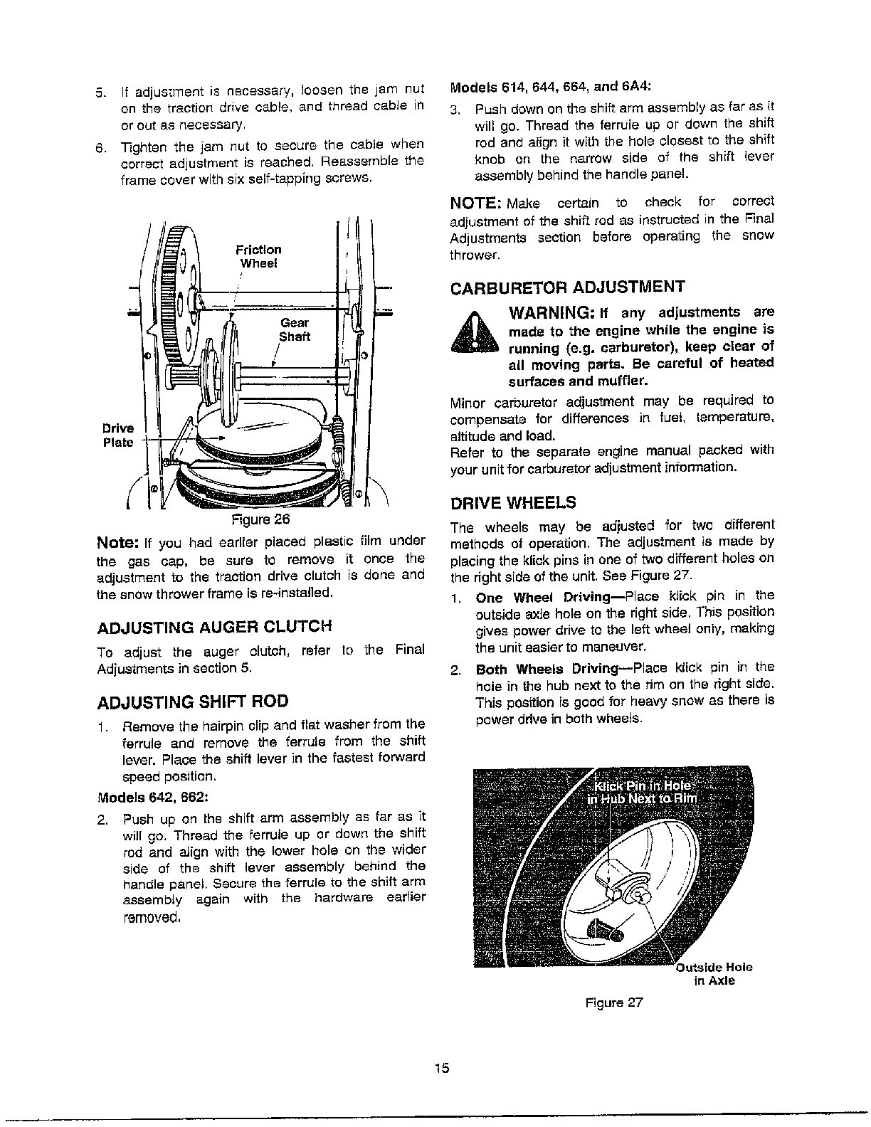 MTD 614E adjustments diagram
