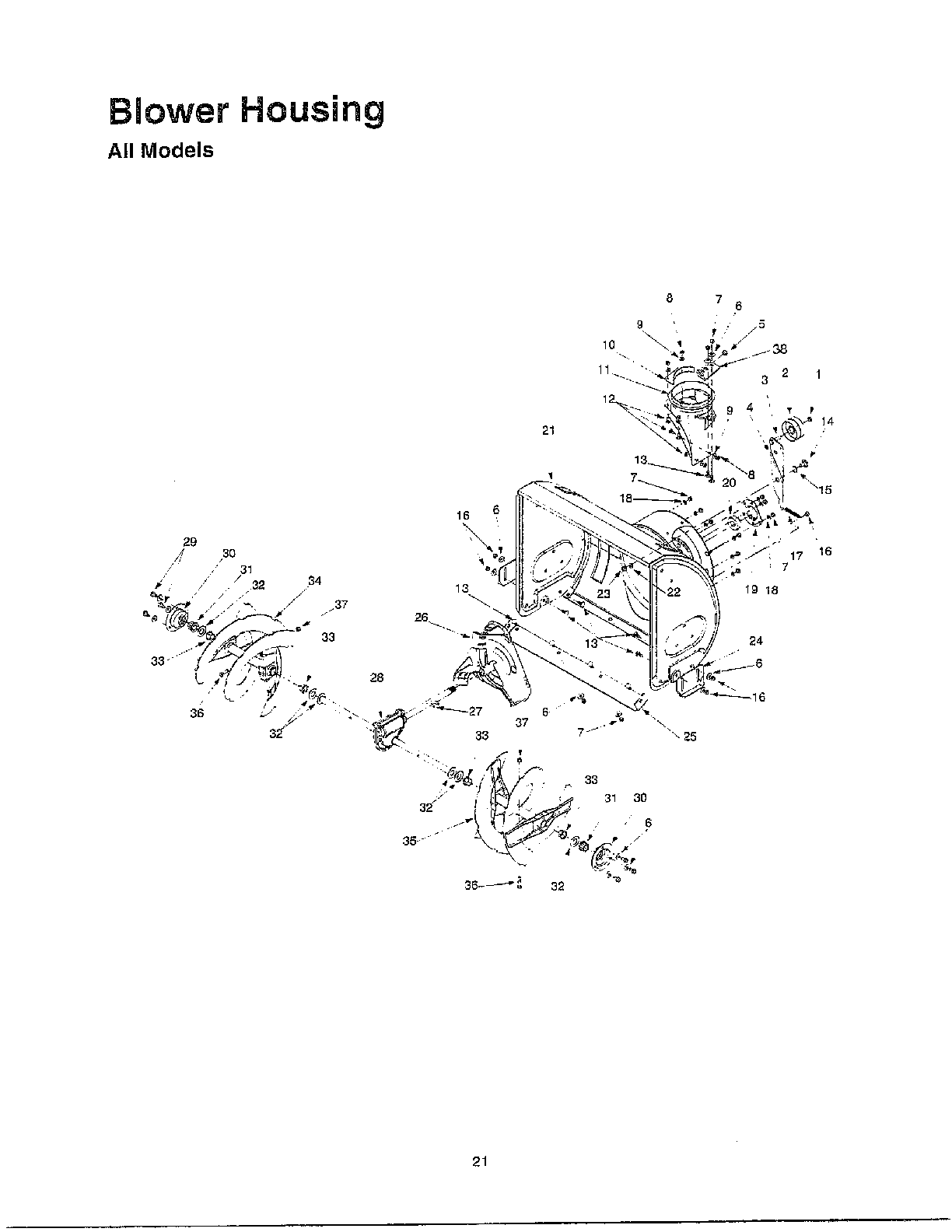 MTD 614E blower housing diagram