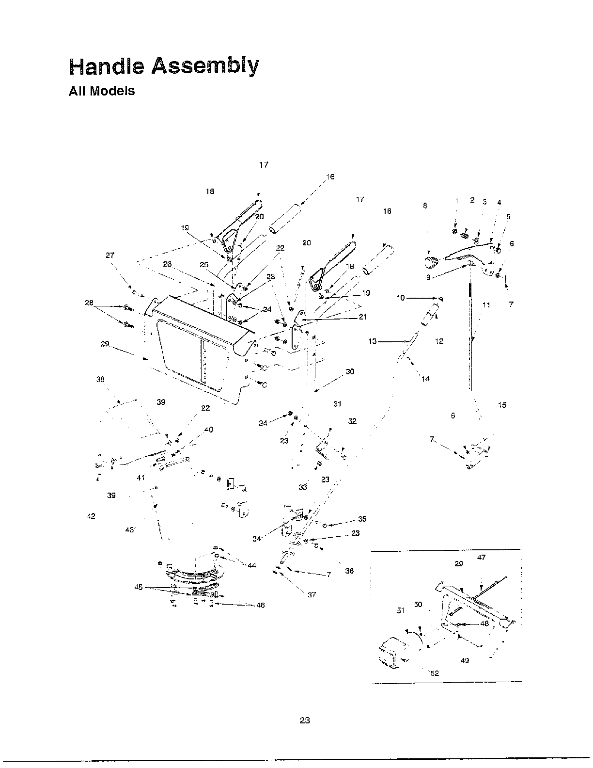 MTD 614E handle assembly diagram