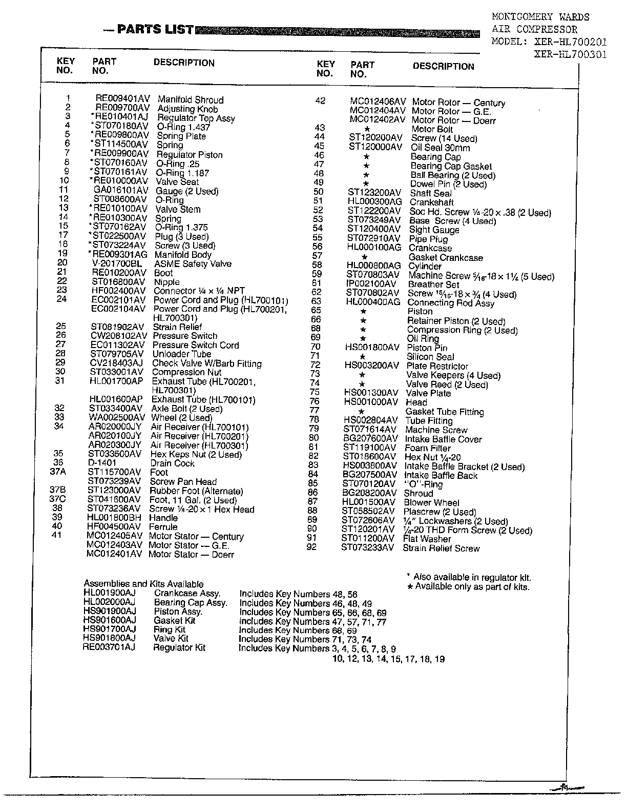 Campbell Hausfeld HL700301 air compressor page 2 diagram