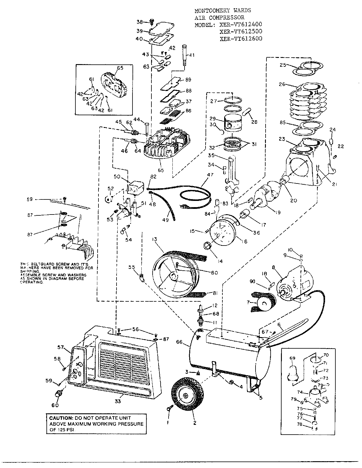 Campbell Hausfeld VT612600 air compressor diagram