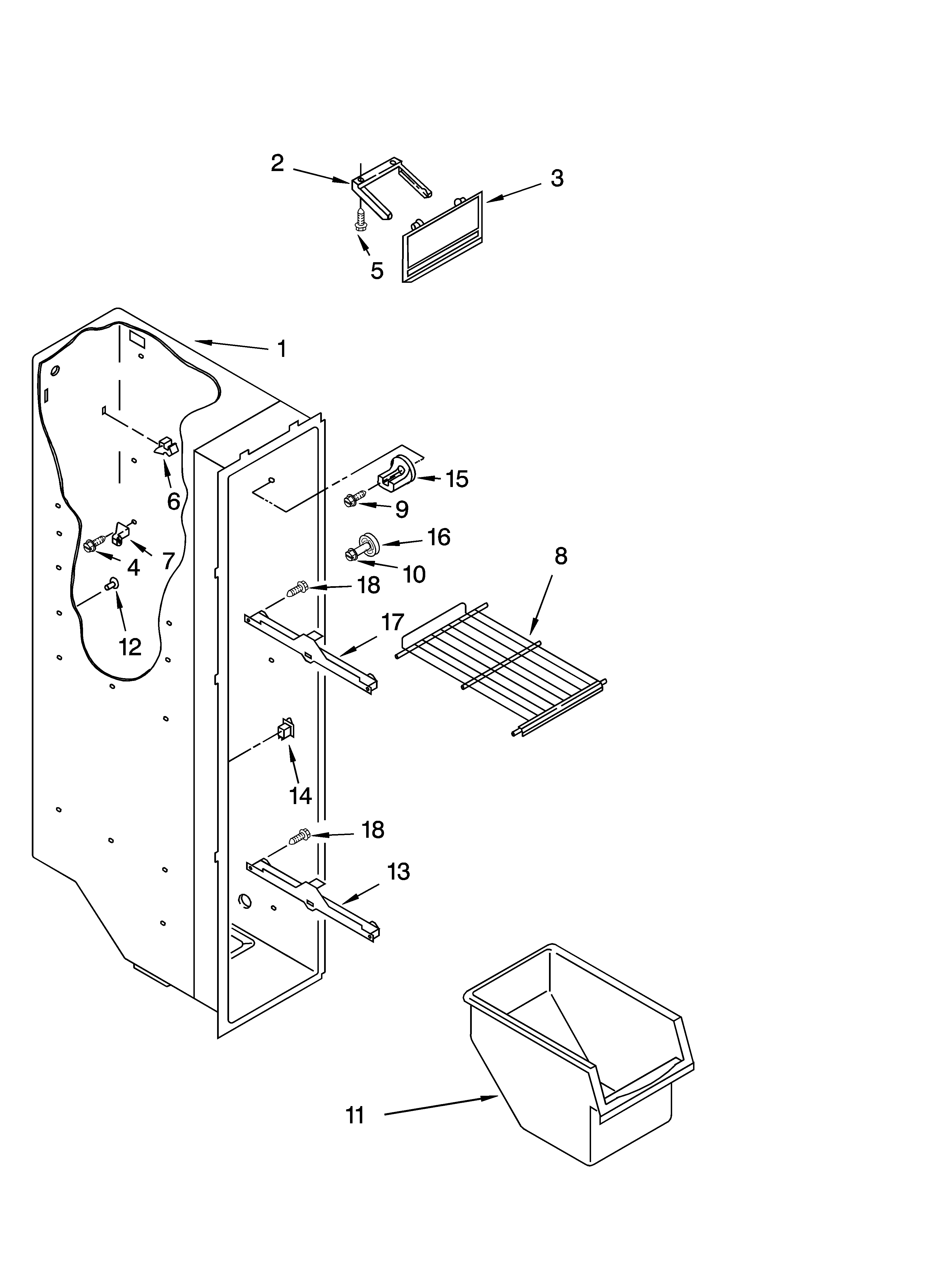 Whirlpool ED2CHQXKB06 freezer liner parts diagram