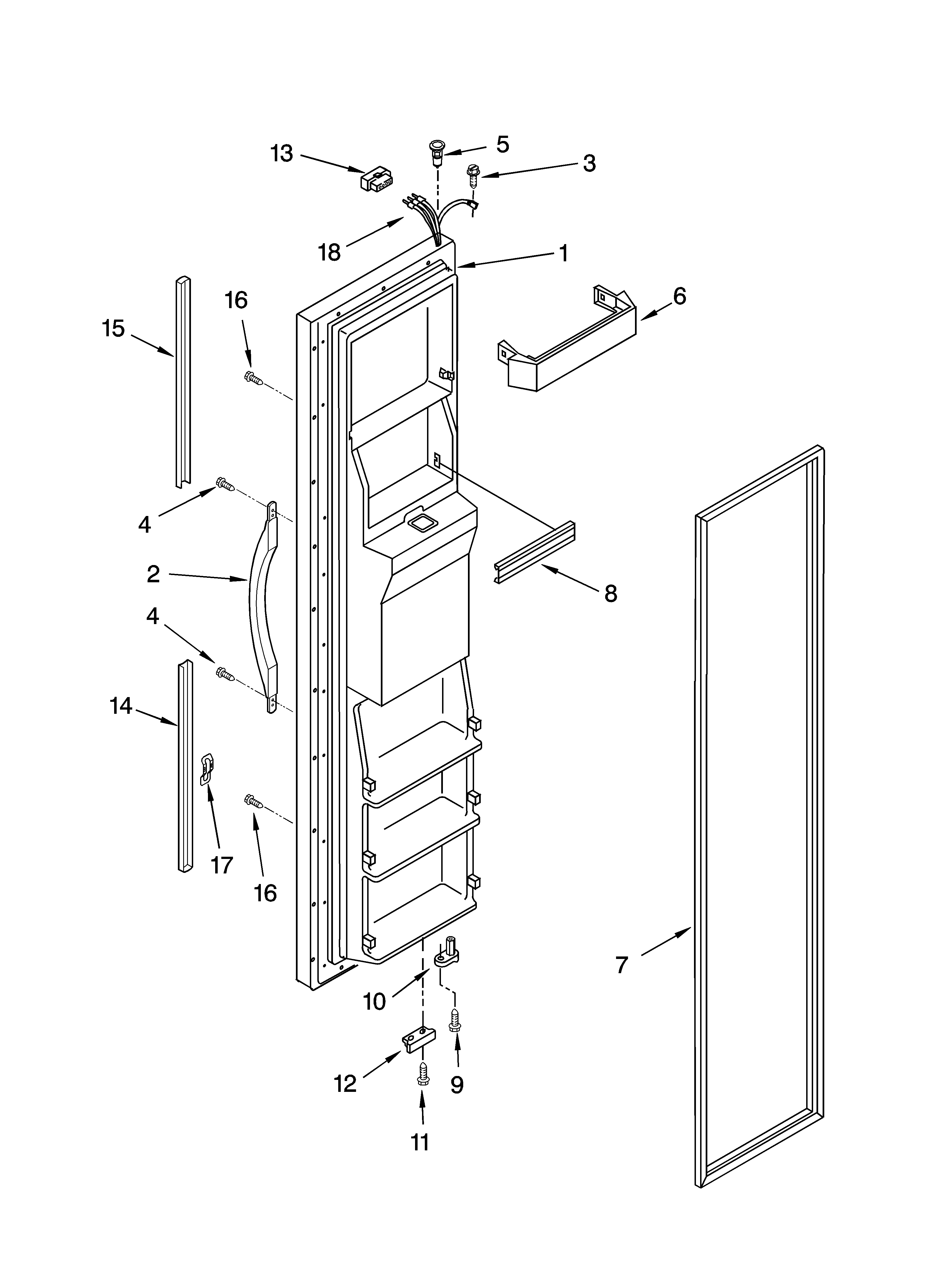 Whirlpool ED2CHQXKB06 freezer door parts diagram