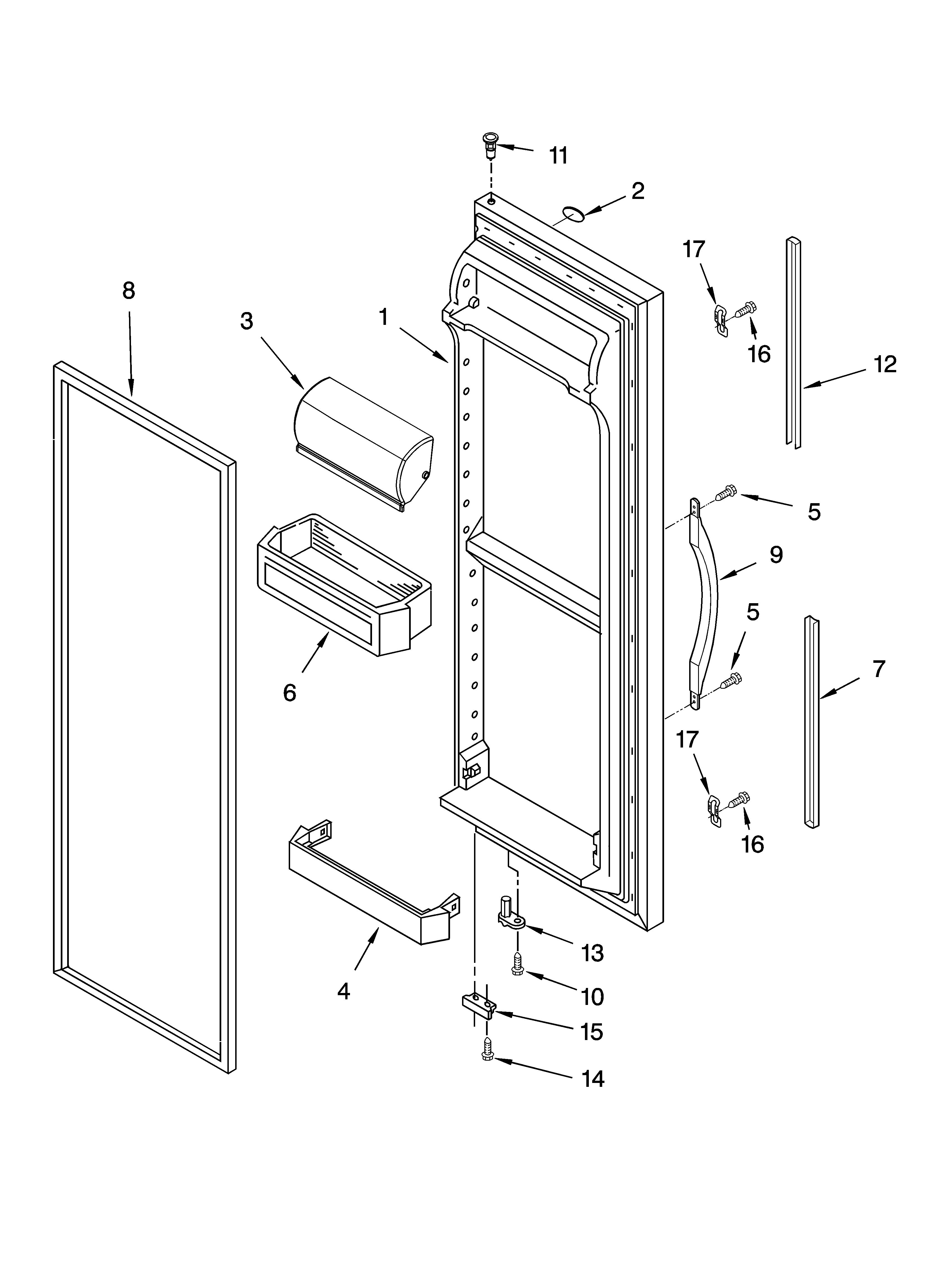 Whirlpool ED5CHQXKB05 refrigerator door parts diagram