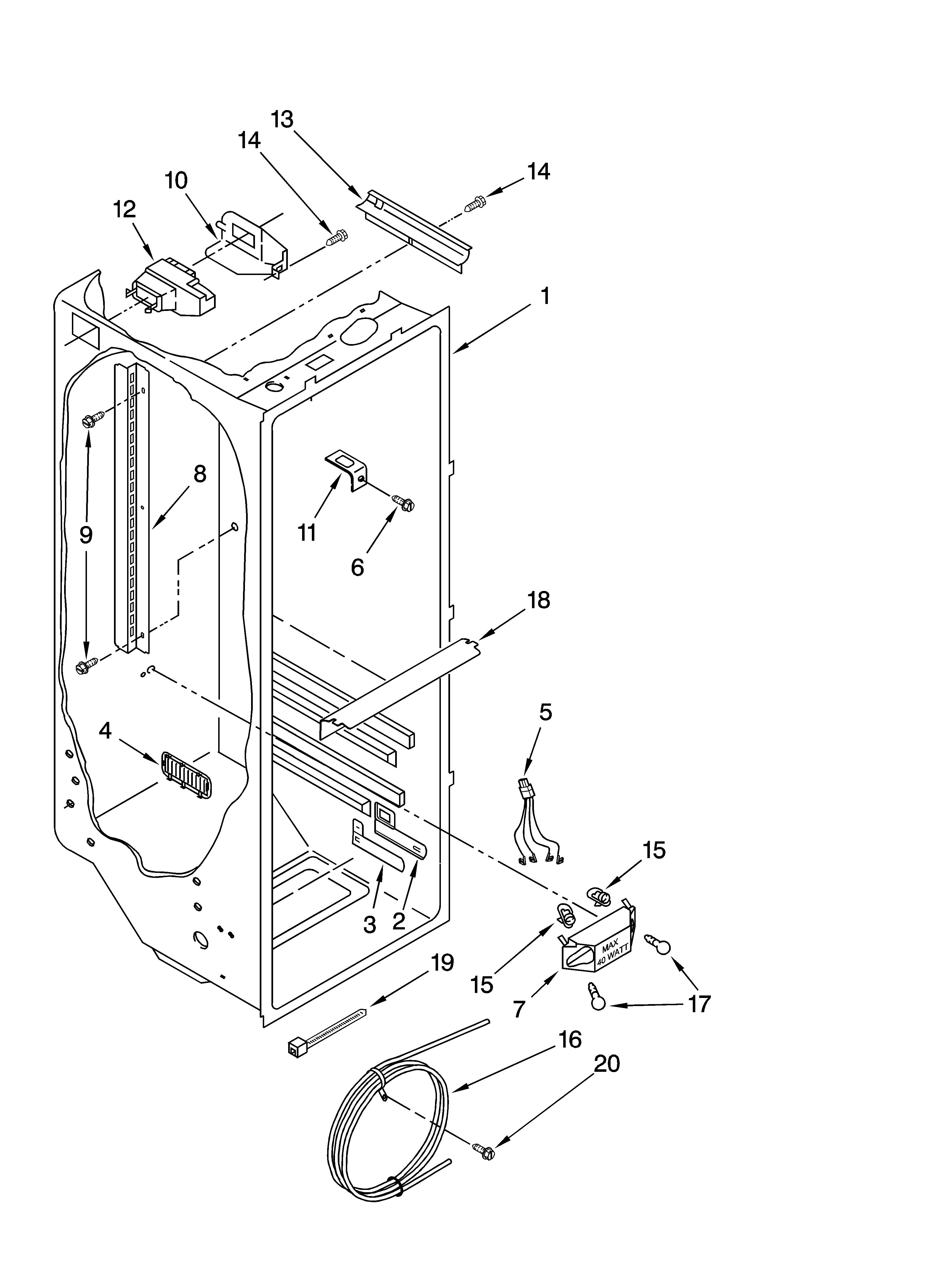 Whirlpool ED5GTGXNQ13 refrigerator liner parts diagram