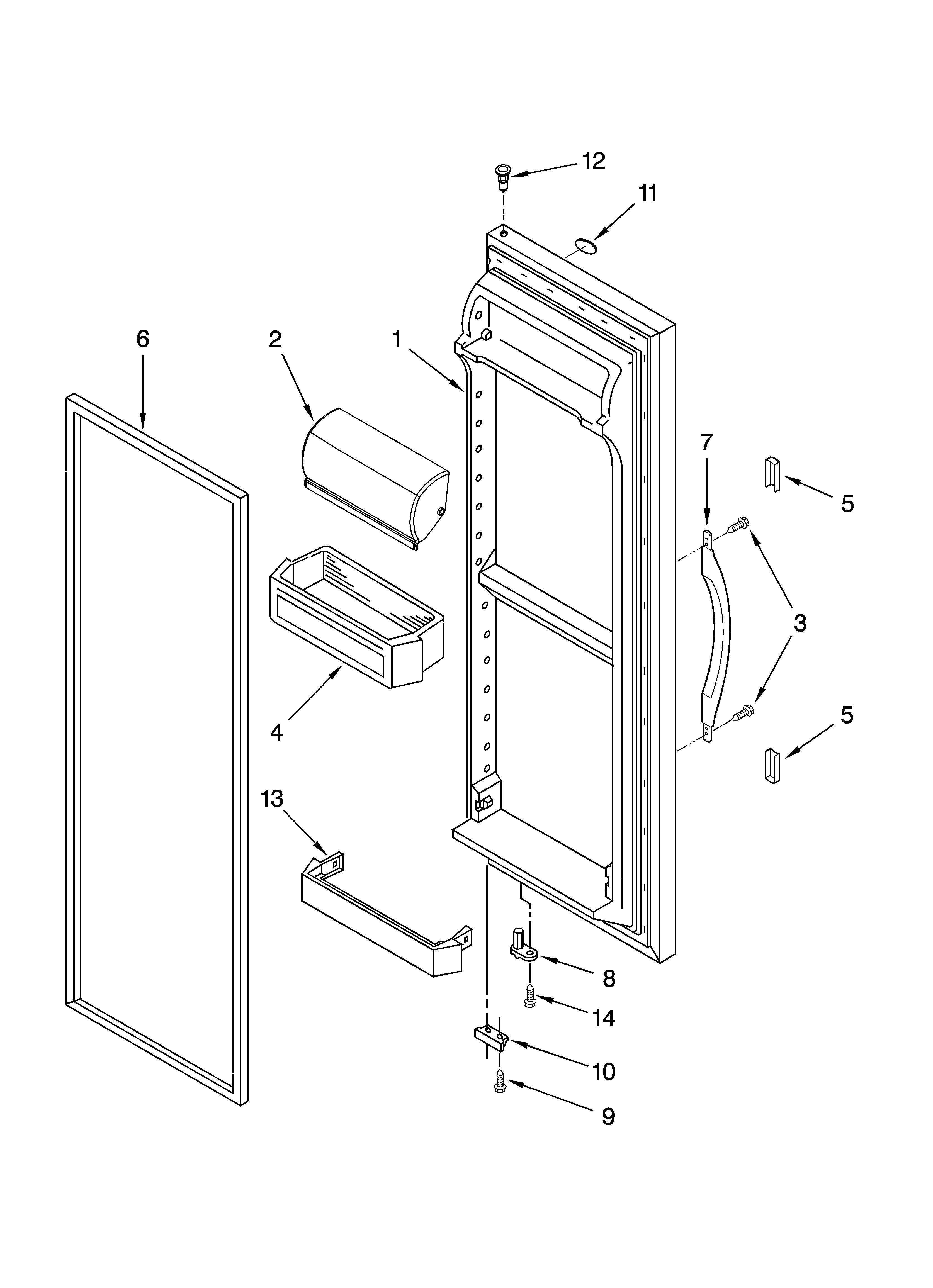 Whirlpool ED5GTGXNQ13 refrigerator door parts diagram