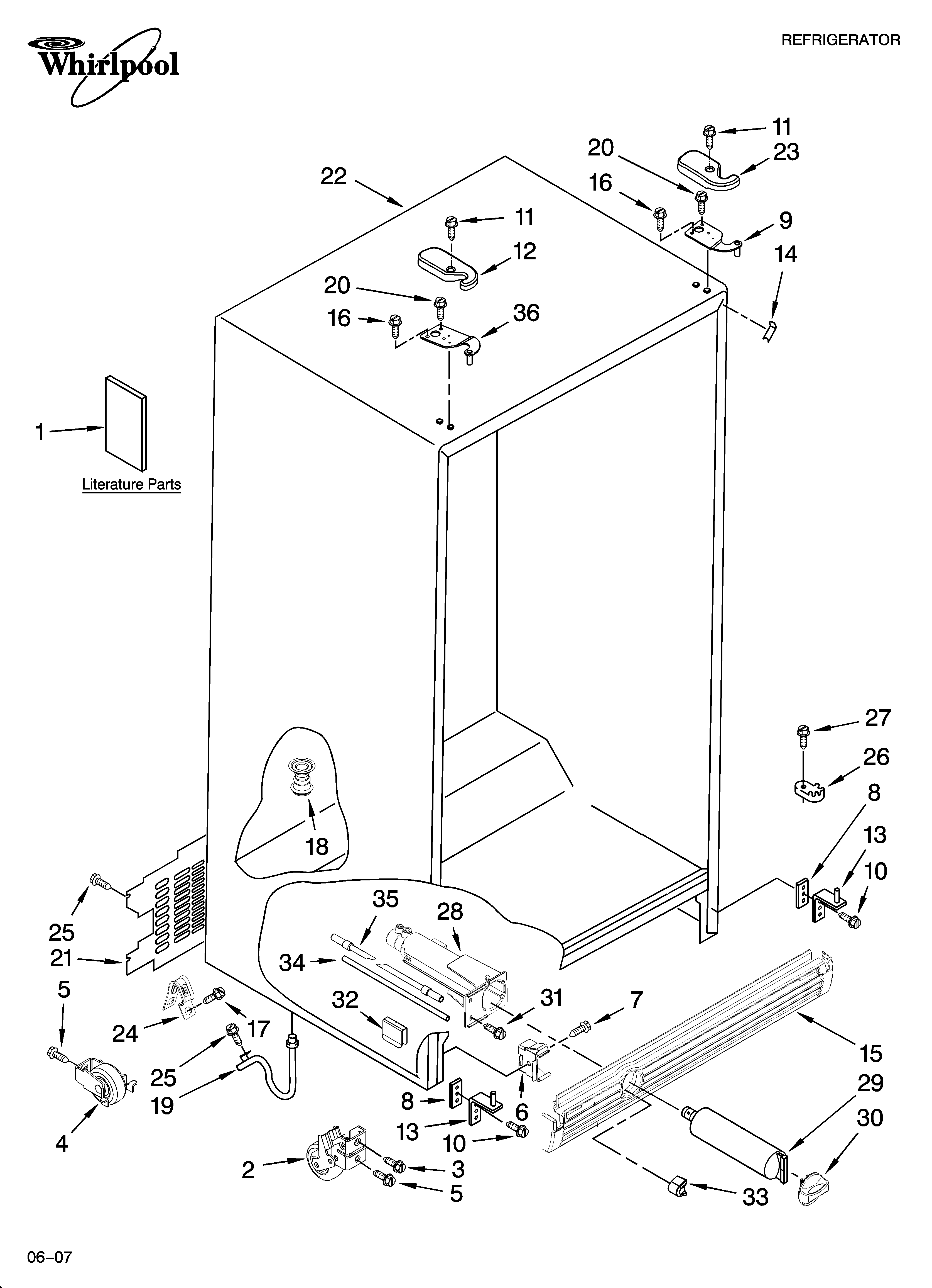 Whirlpool ED5JVAXTL01 cabinet parts diagram