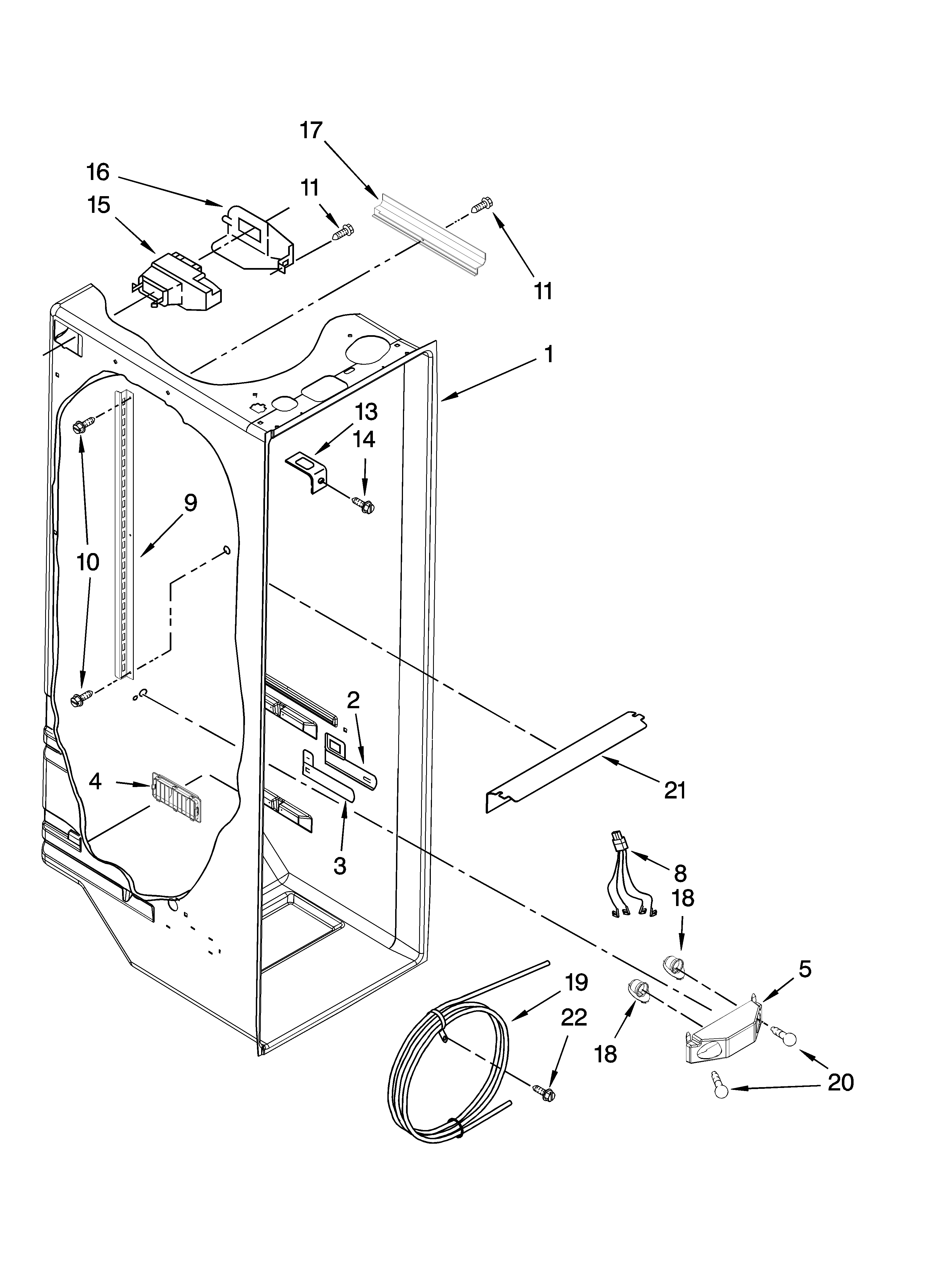 Whirlpool ED5JVAXTL01 refrigerator liner parts diagram