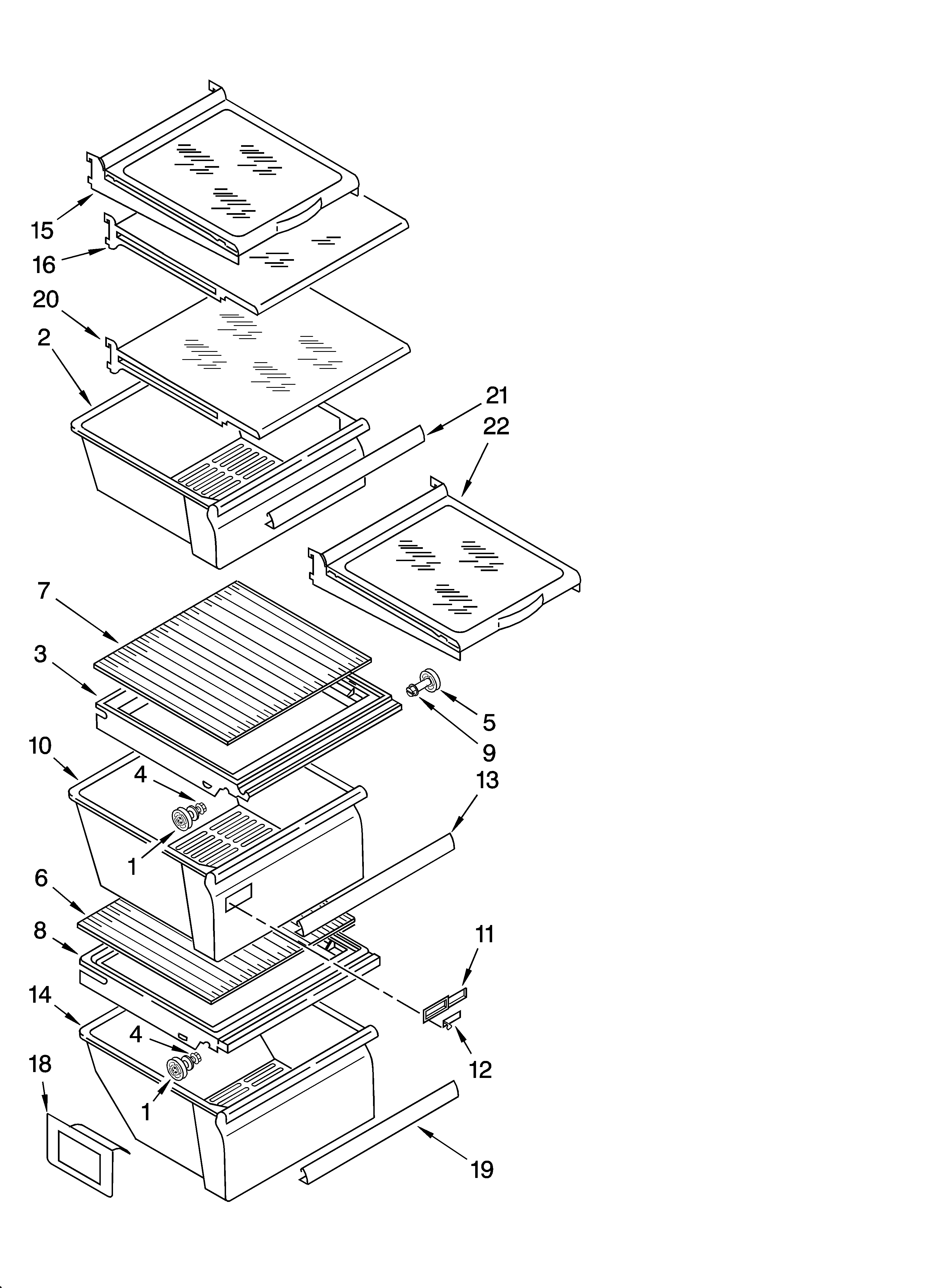 Whirlpool ED5JVAXTL01 refrigerator shelf parts diagram