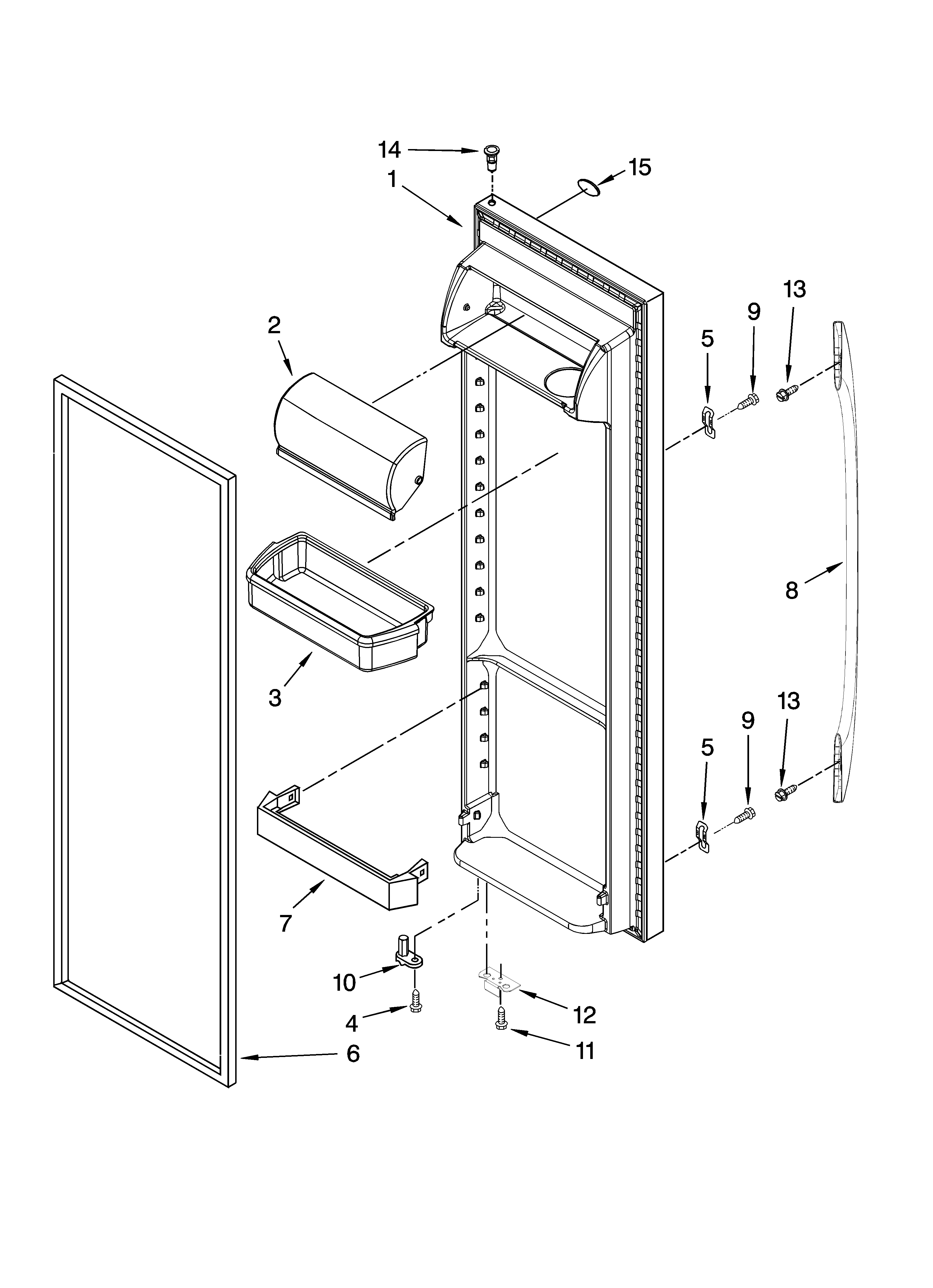 Whirlpool ED5JVAXTL01 refrigerator door parts diagram