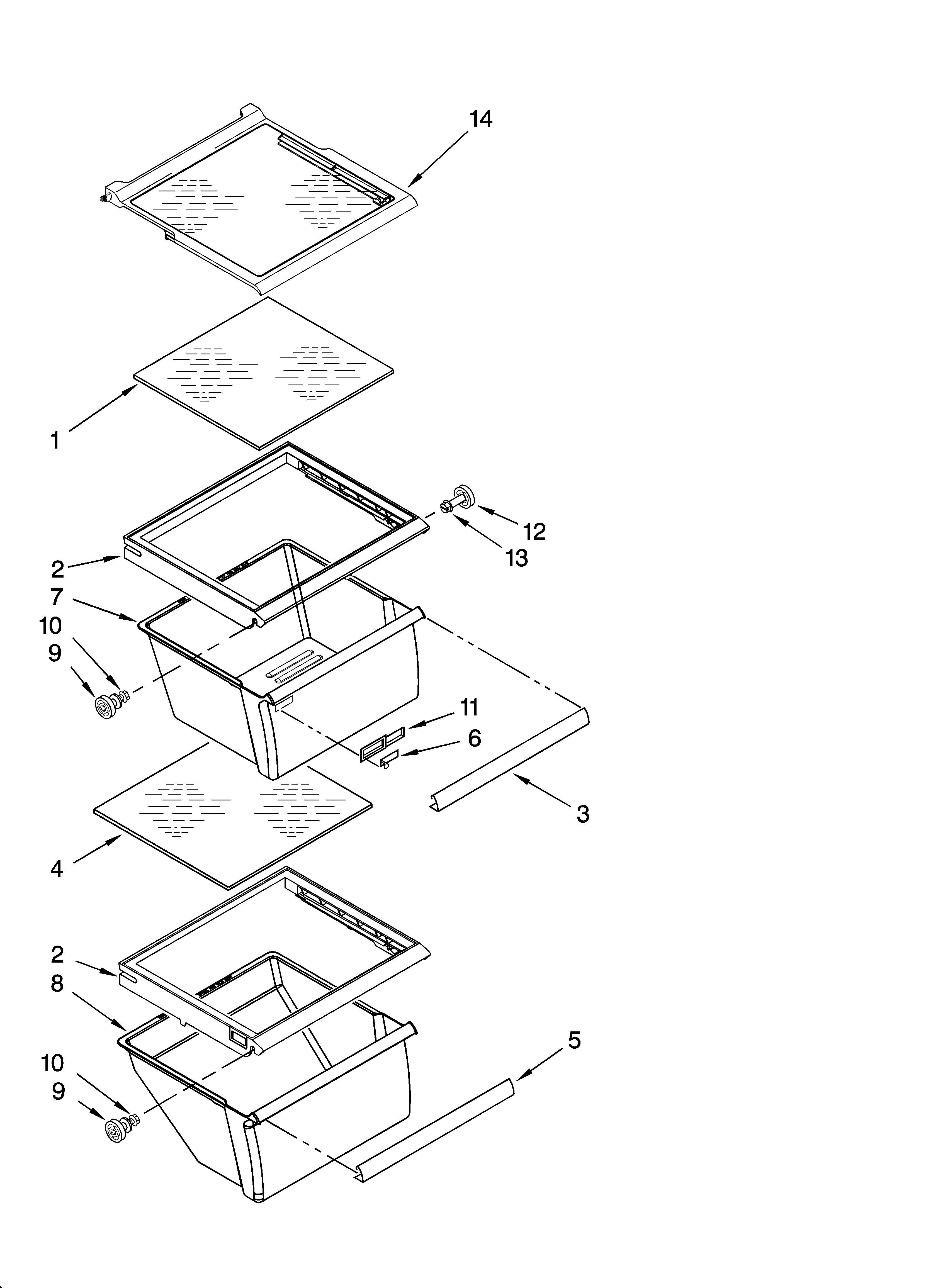 Whirlpool ED5JVEXTQ00 refrigerator shelf parts diagram