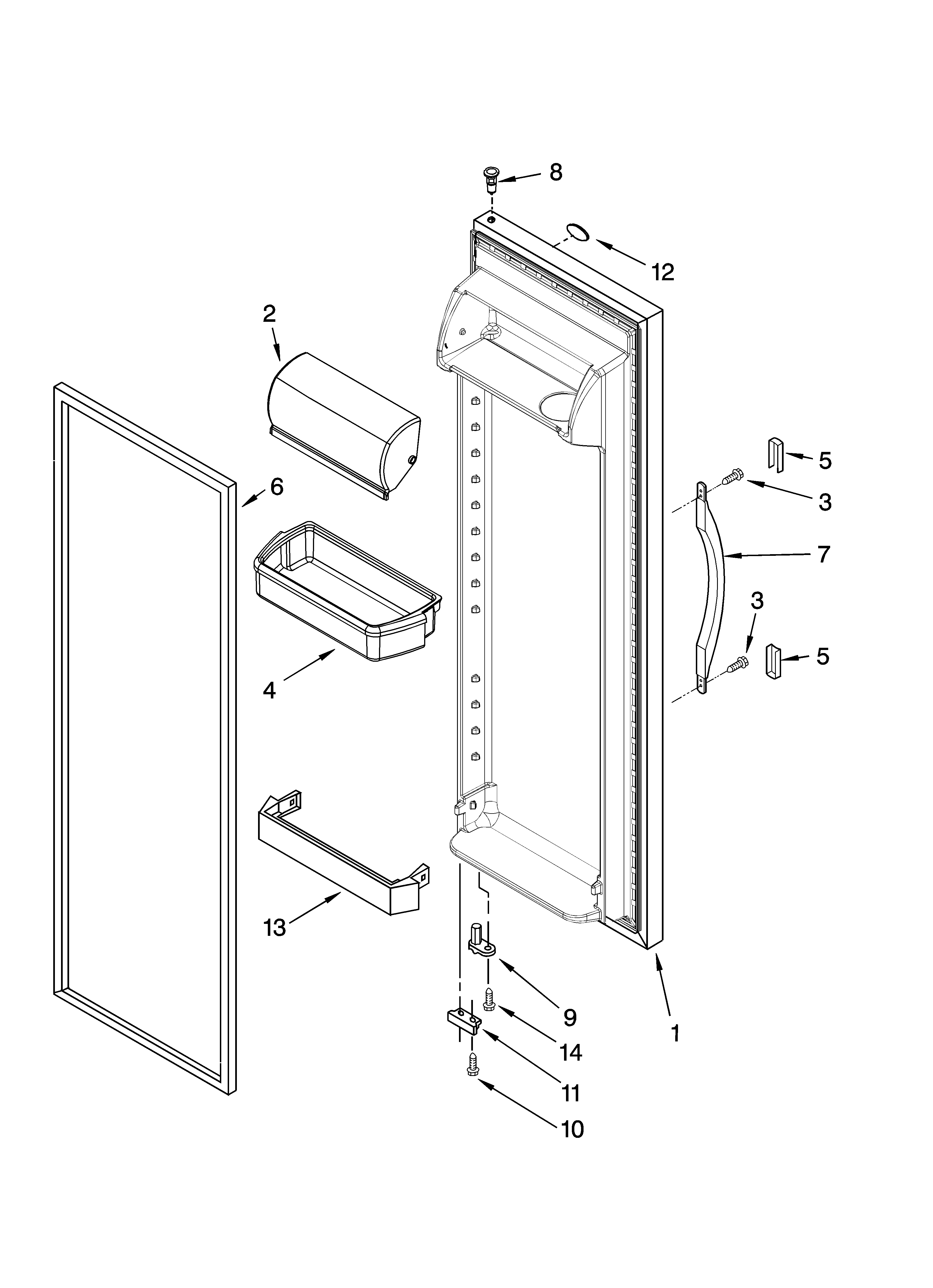 Whirlpool ED5JVEXTQ00 refrigerator door parts diagram