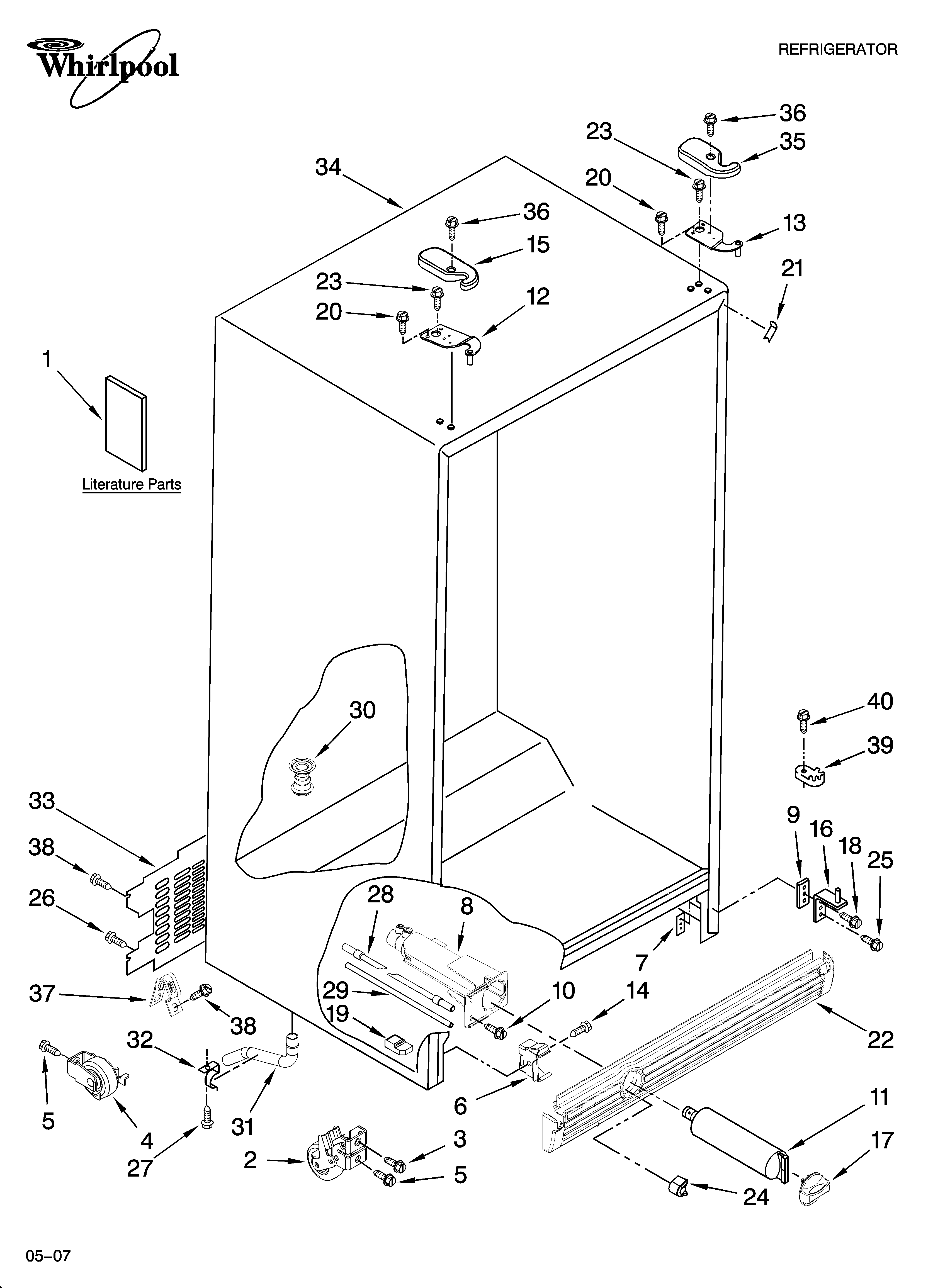 Whirlpool ED5NHGXTQ00 cabinet parts diagram