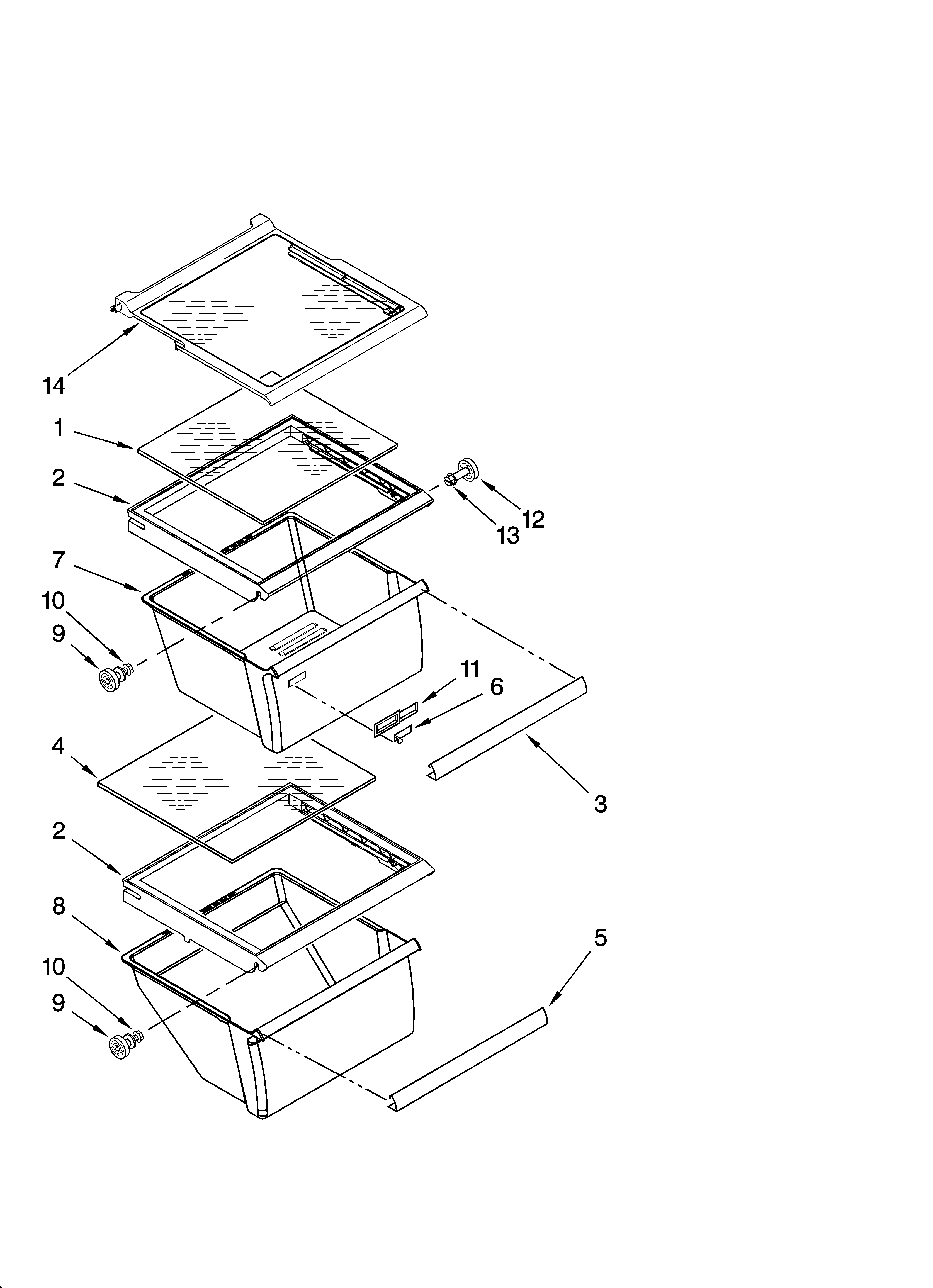 Whirlpool ED5NHGXTQ00 refrigerator shelf parts diagram