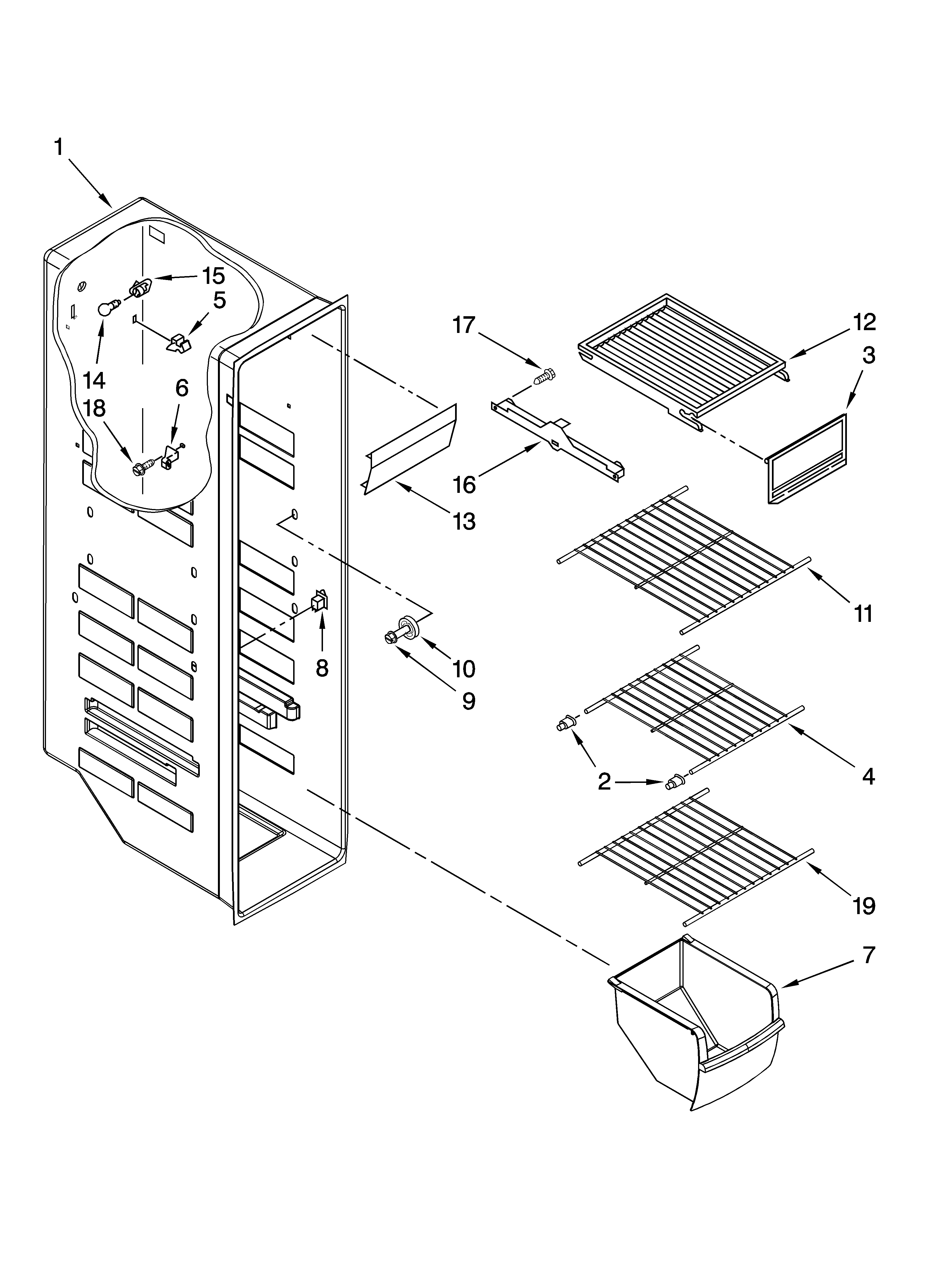 Whirlpool ED5NHGXTQ00 freezer liner parts diagram