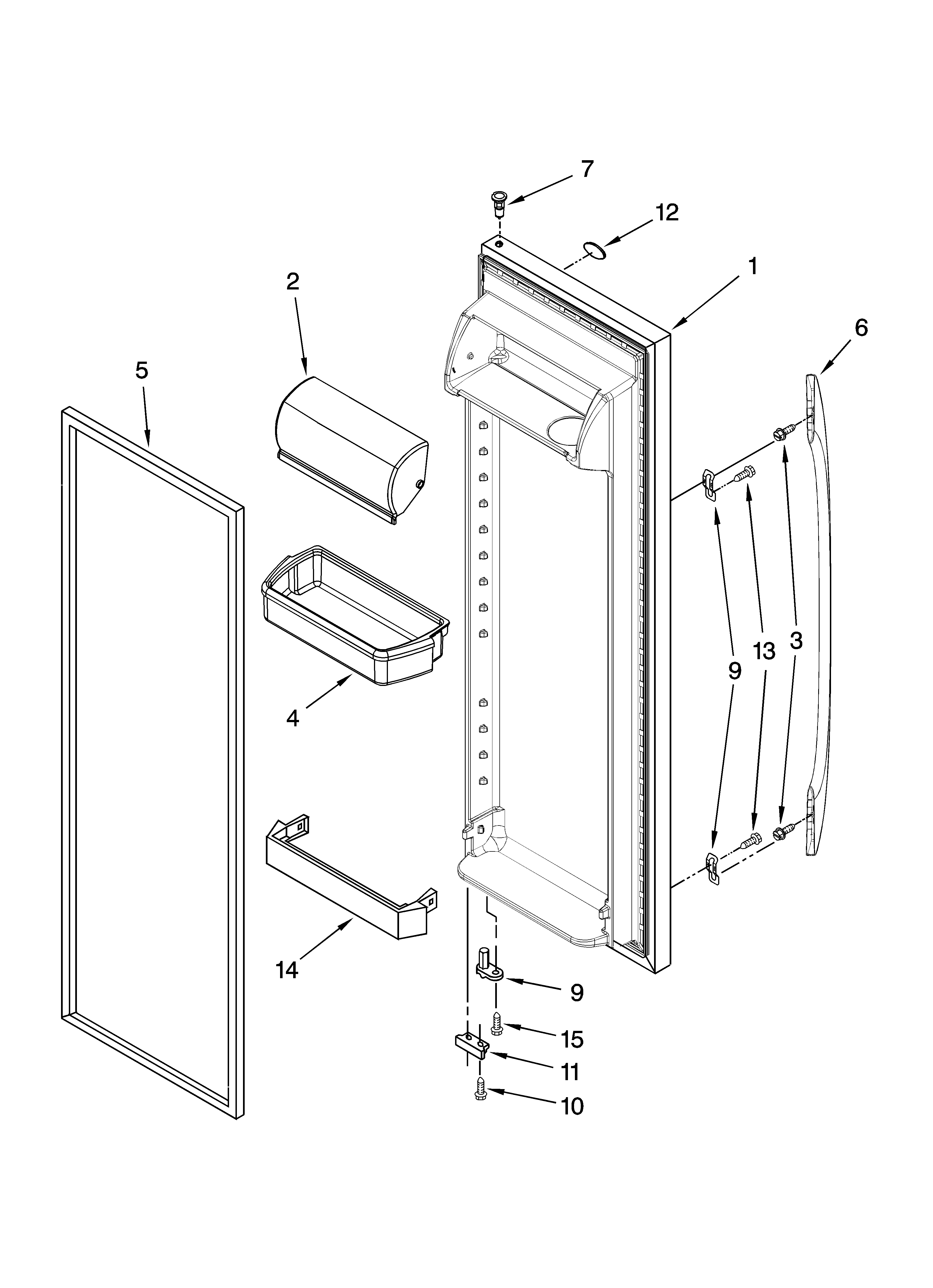 Whirlpool ED5NHGXTQ00 refrigerator door parts diagram