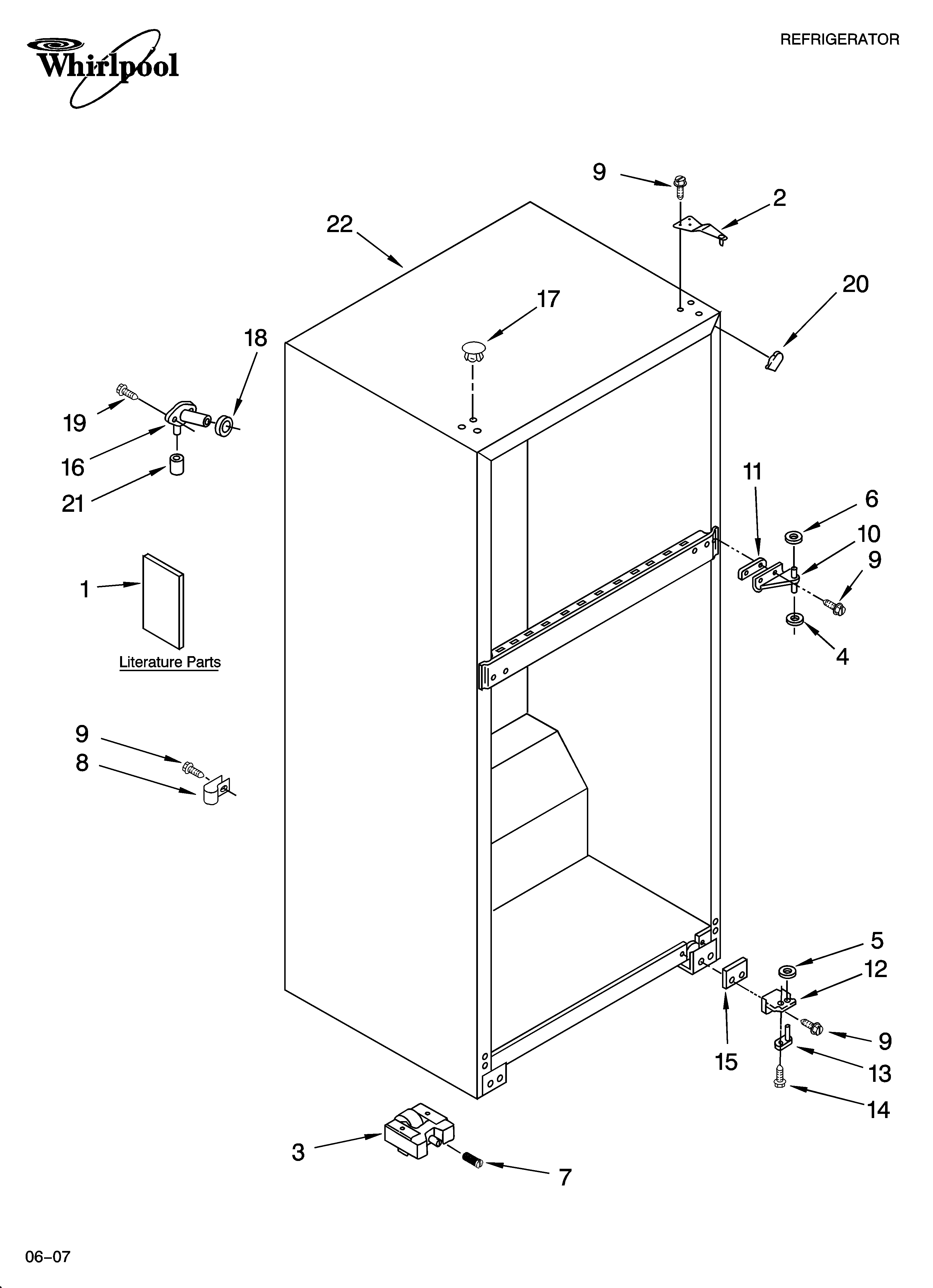 Whirlpool ET6WSKXST01 cabinet parts diagram
