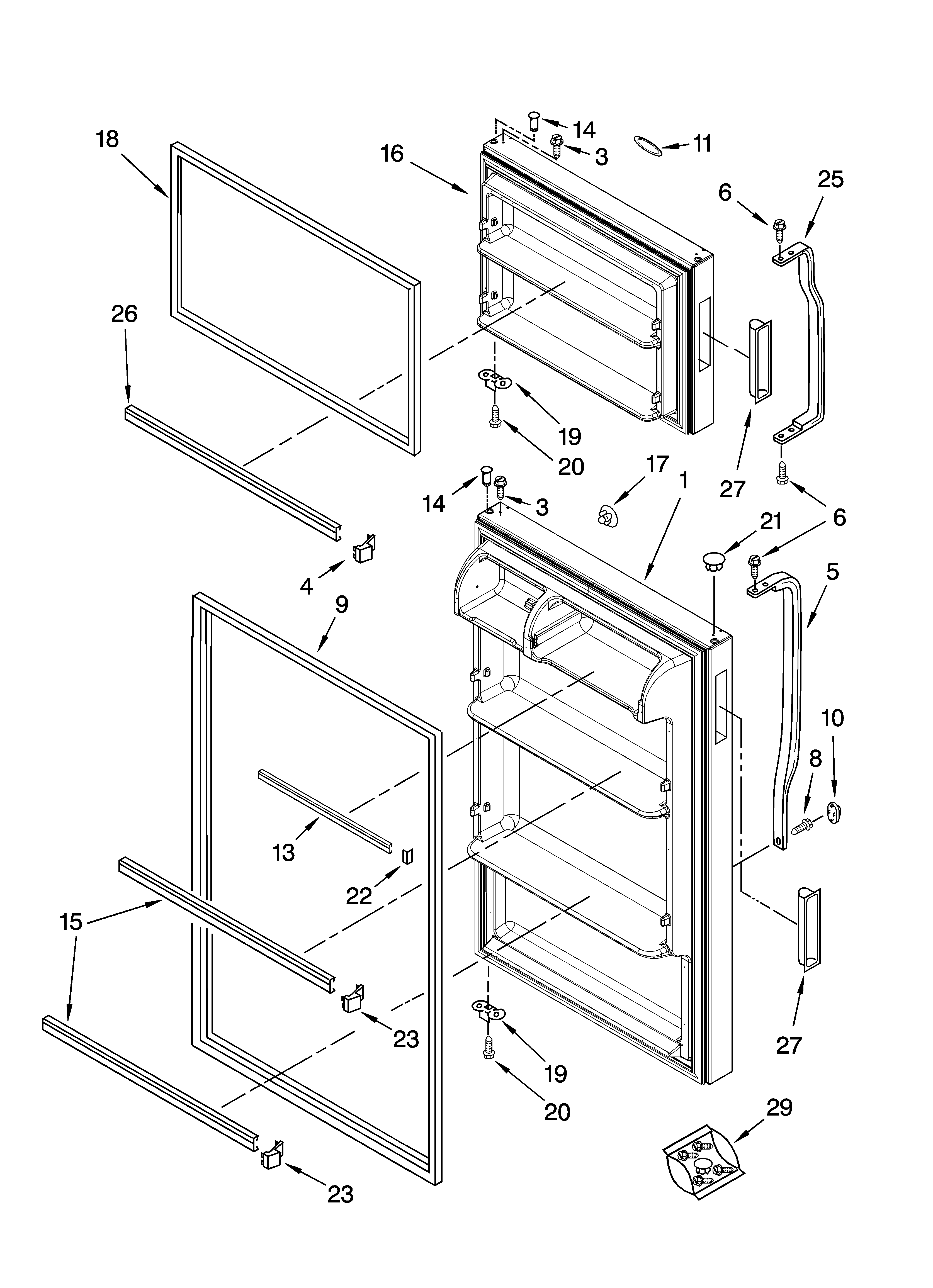 Whirlpool ET6WSKXST01 door parts diagram
