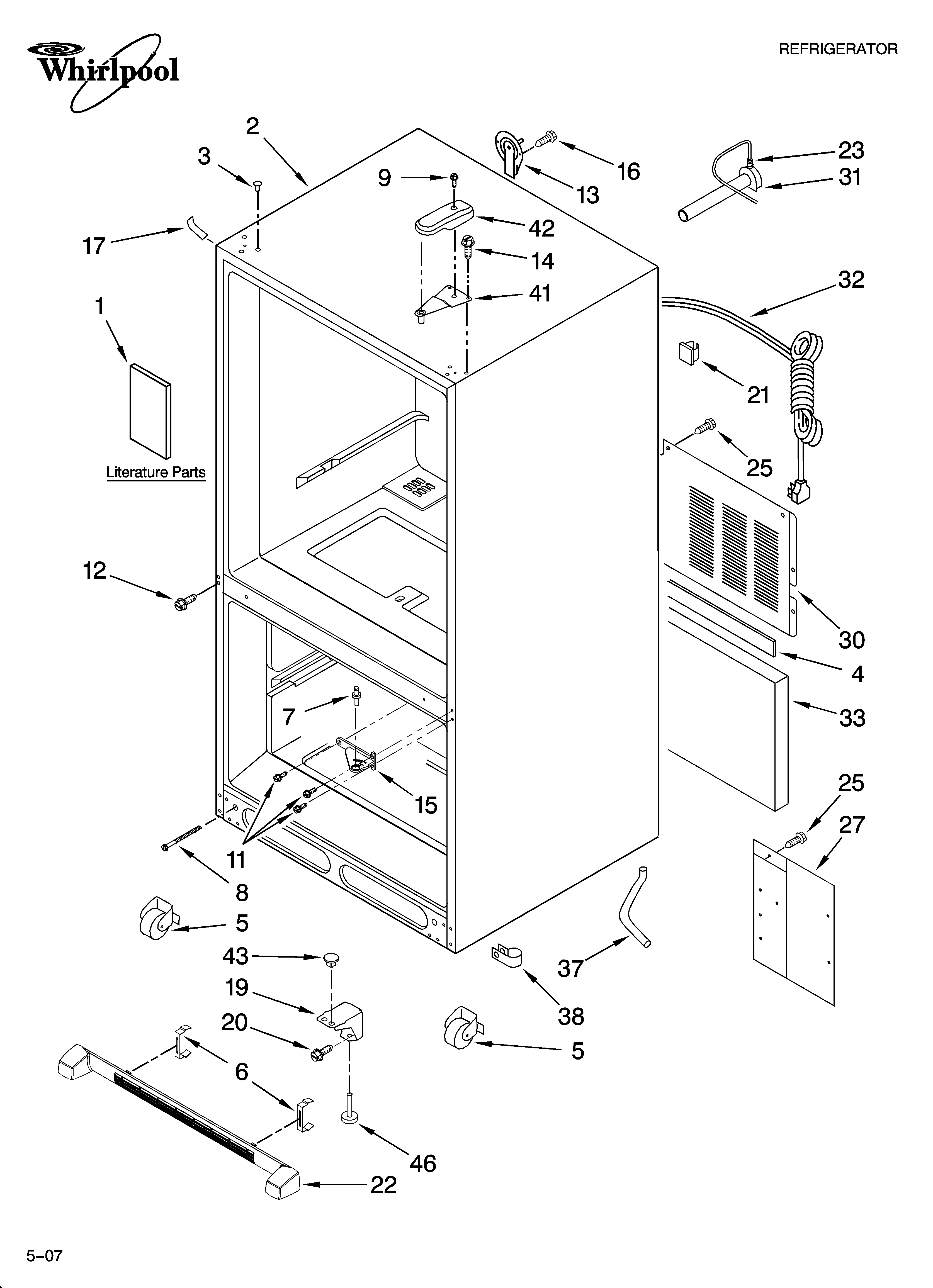 Whirlpool GB2SHDXTS00 cabinet parts diagram