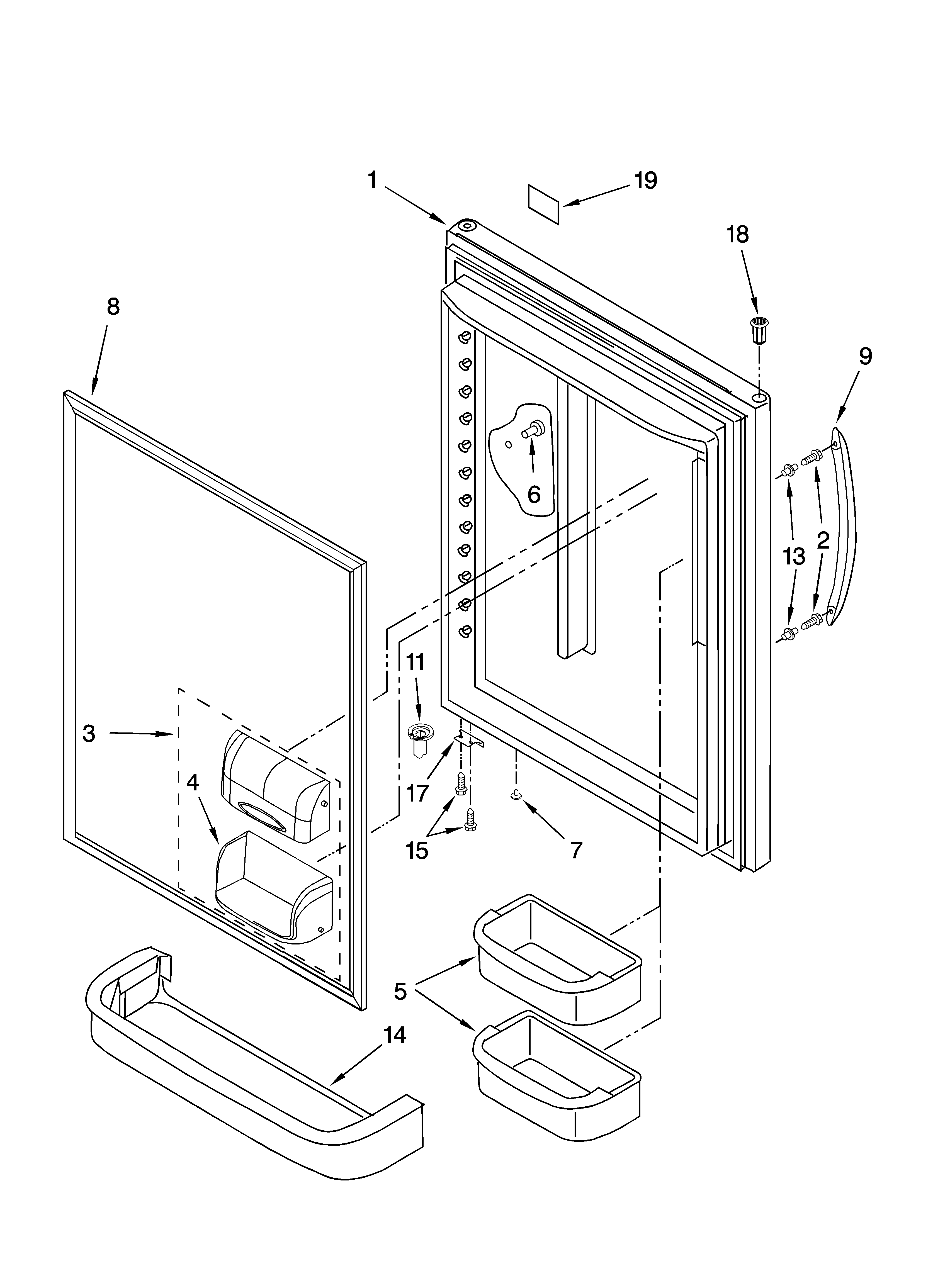 Whirlpool GB2SHDXTS00 refrigerator door parts diagram