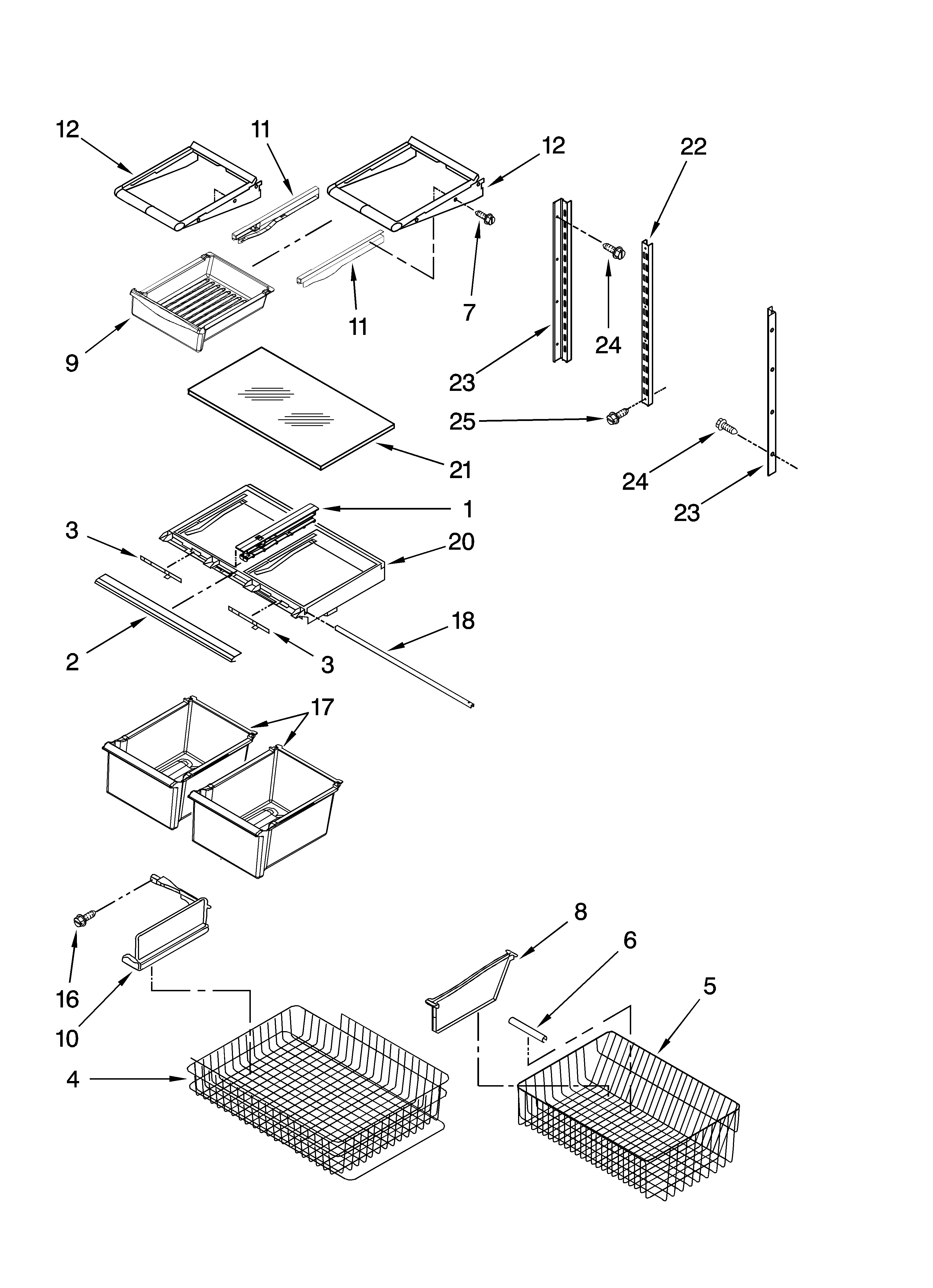 Whirlpool GB2SHDXTS00 shelf parts diagram