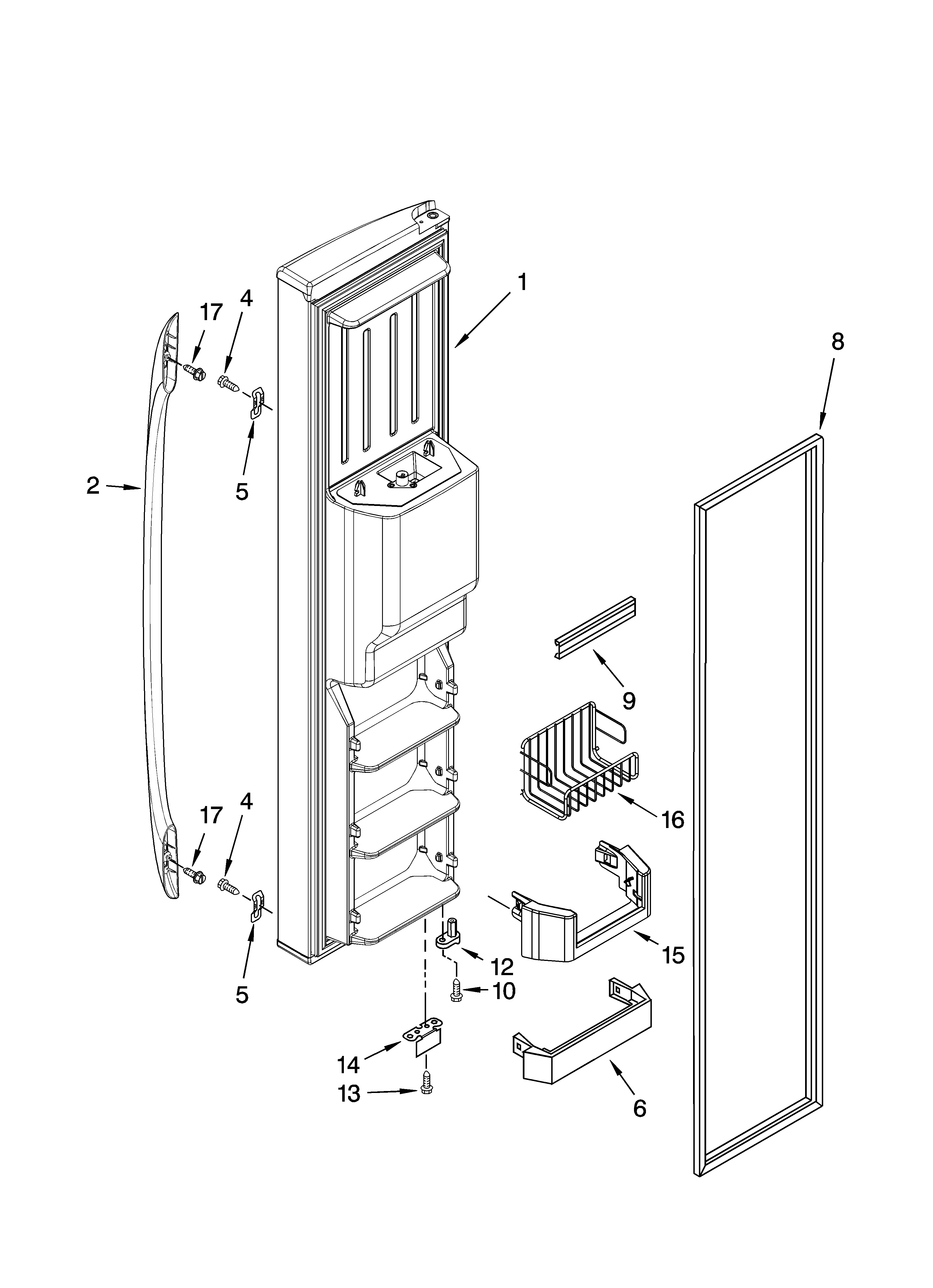 Whirlpool GS2SHAXSS02 freezer door parts diagram
