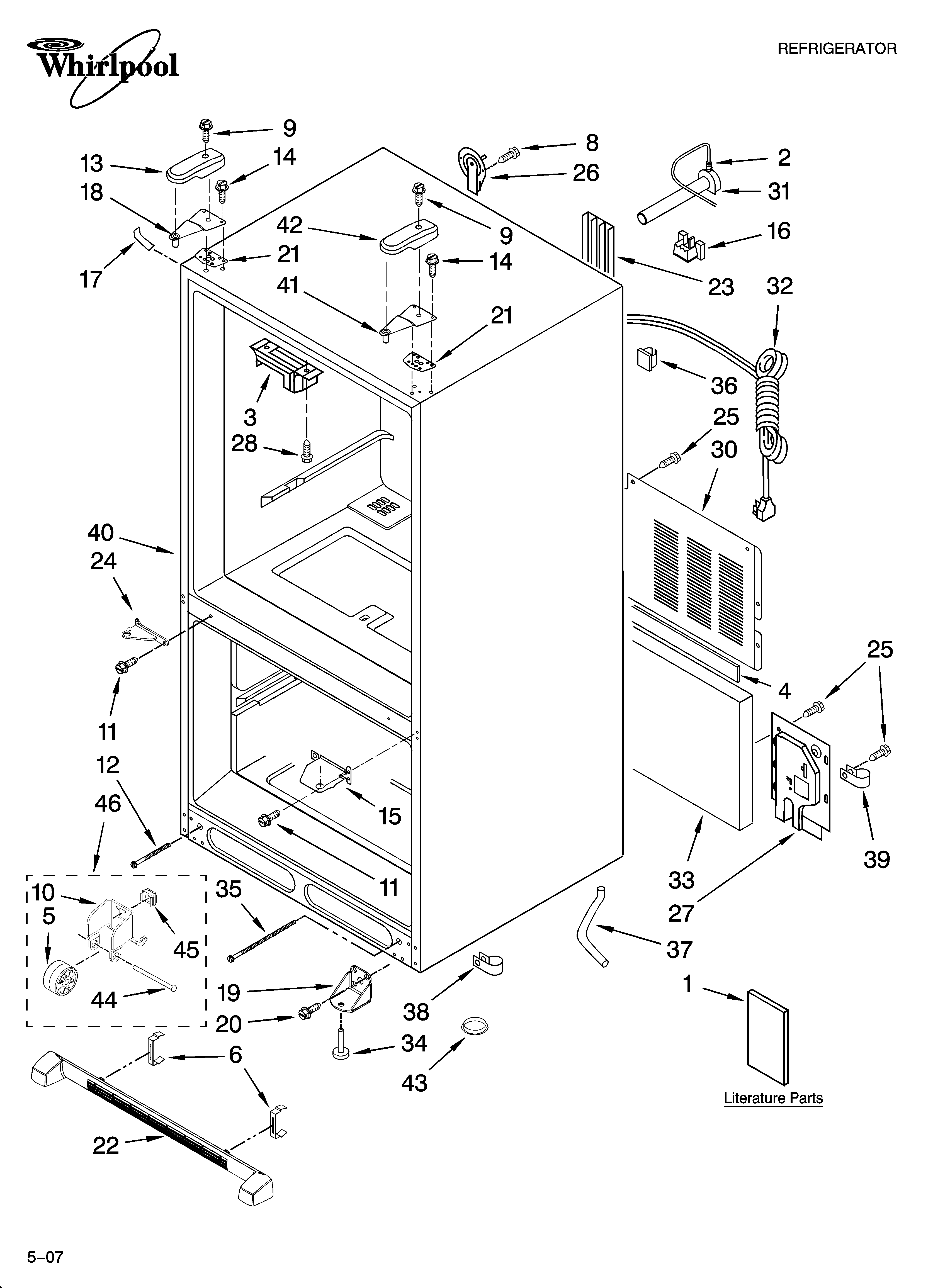 Whirlpool GX5FHTXTS00 cabinet parts diagram