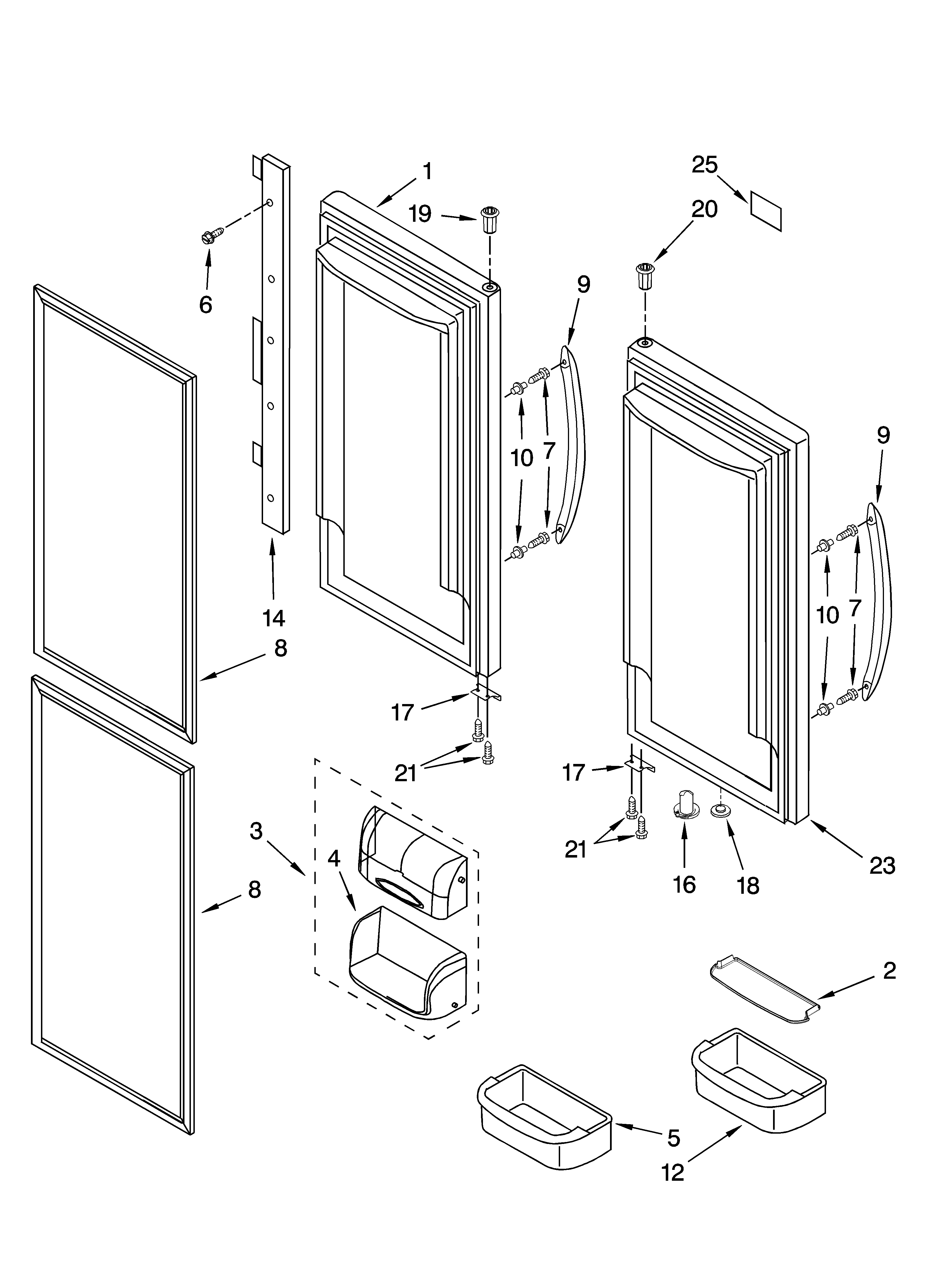 Whirlpool GX5FHTXTS00 refrigerator door parts diagram