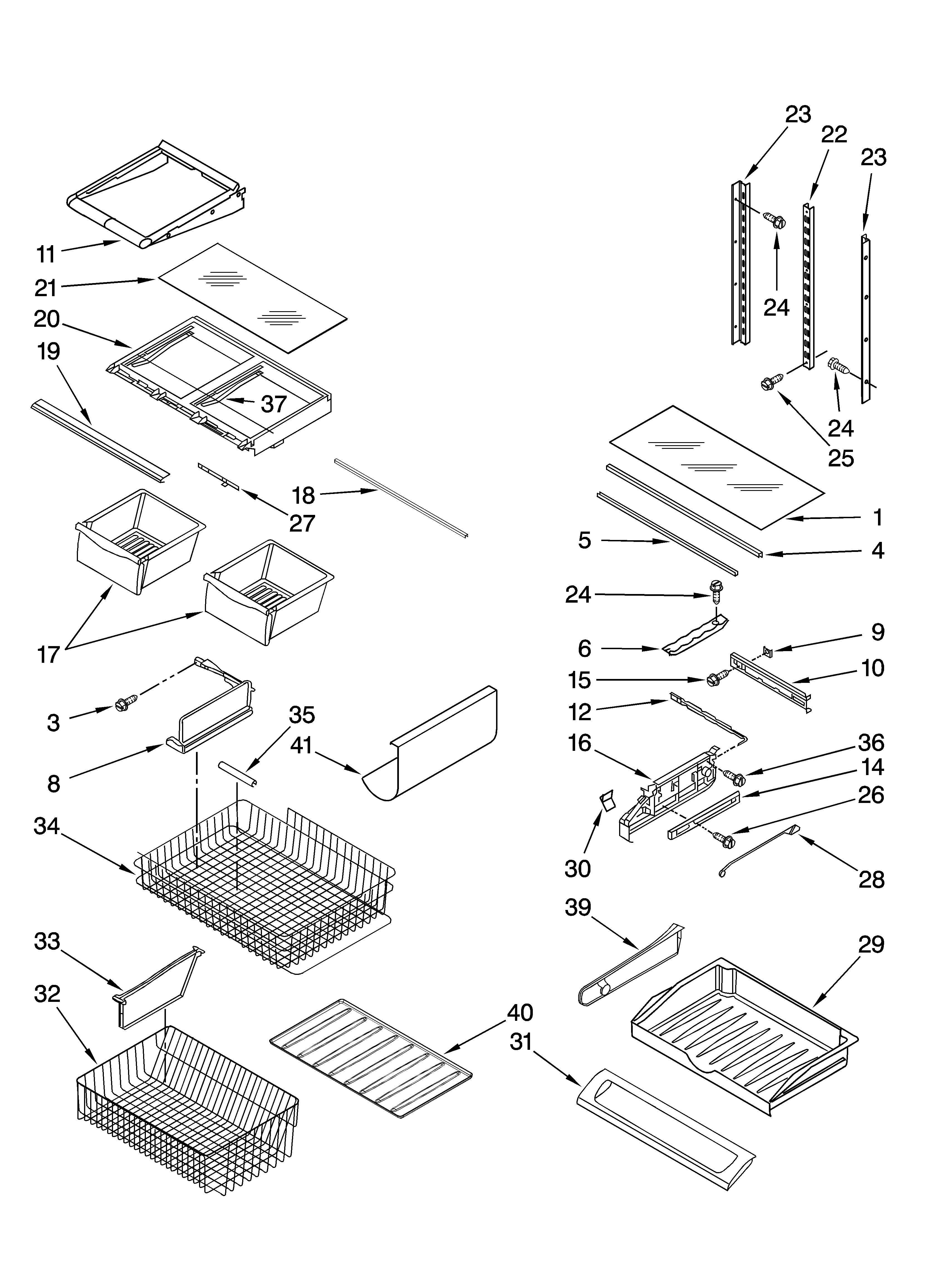 Whirlpool GX5FHTXTS00 shelf parts diagram